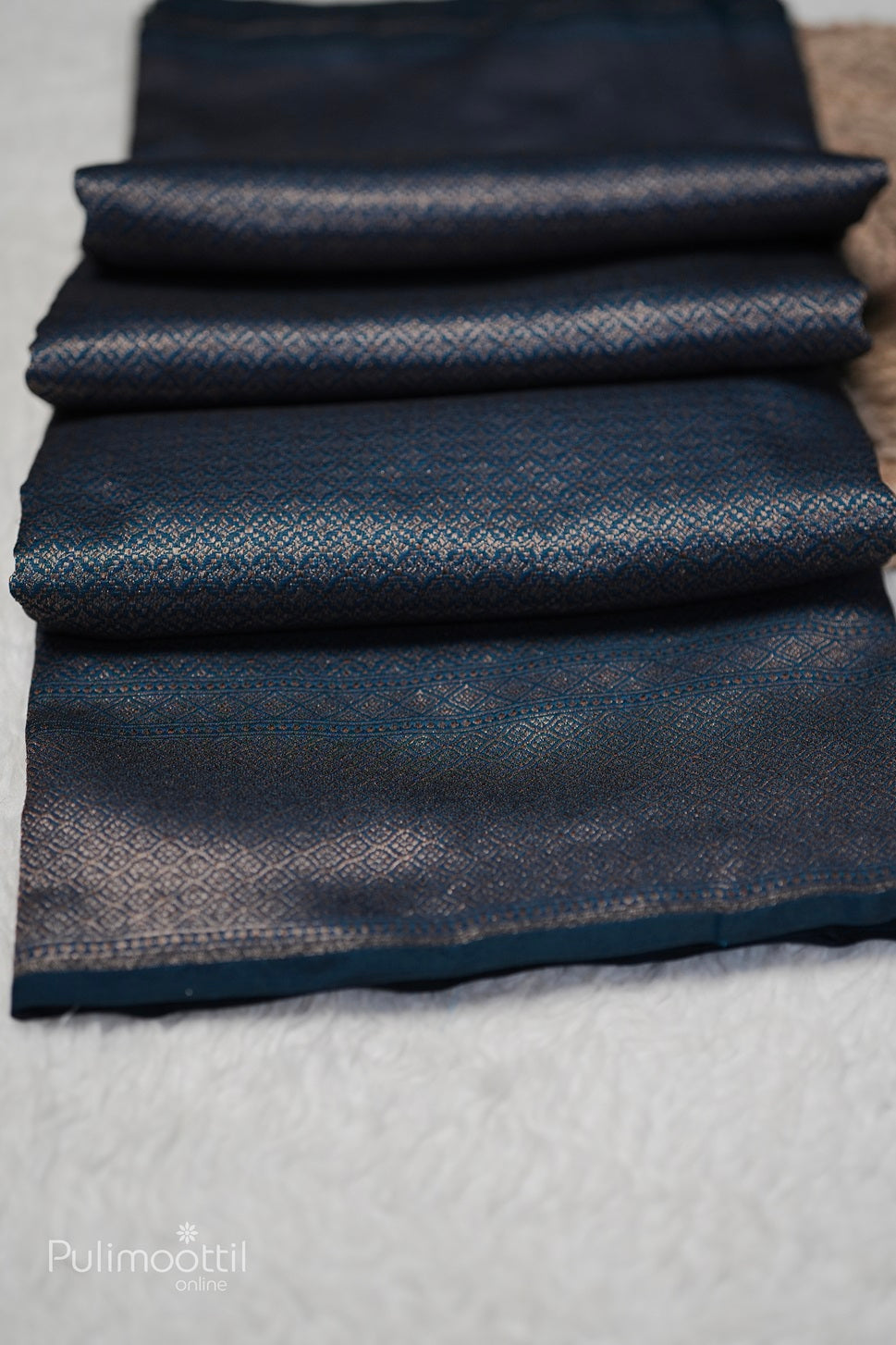 Peacock Blue-Green Katan Silk Saree