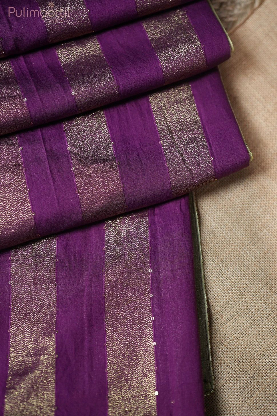 Violet Colour Semi Chanderi Fancy Saree
