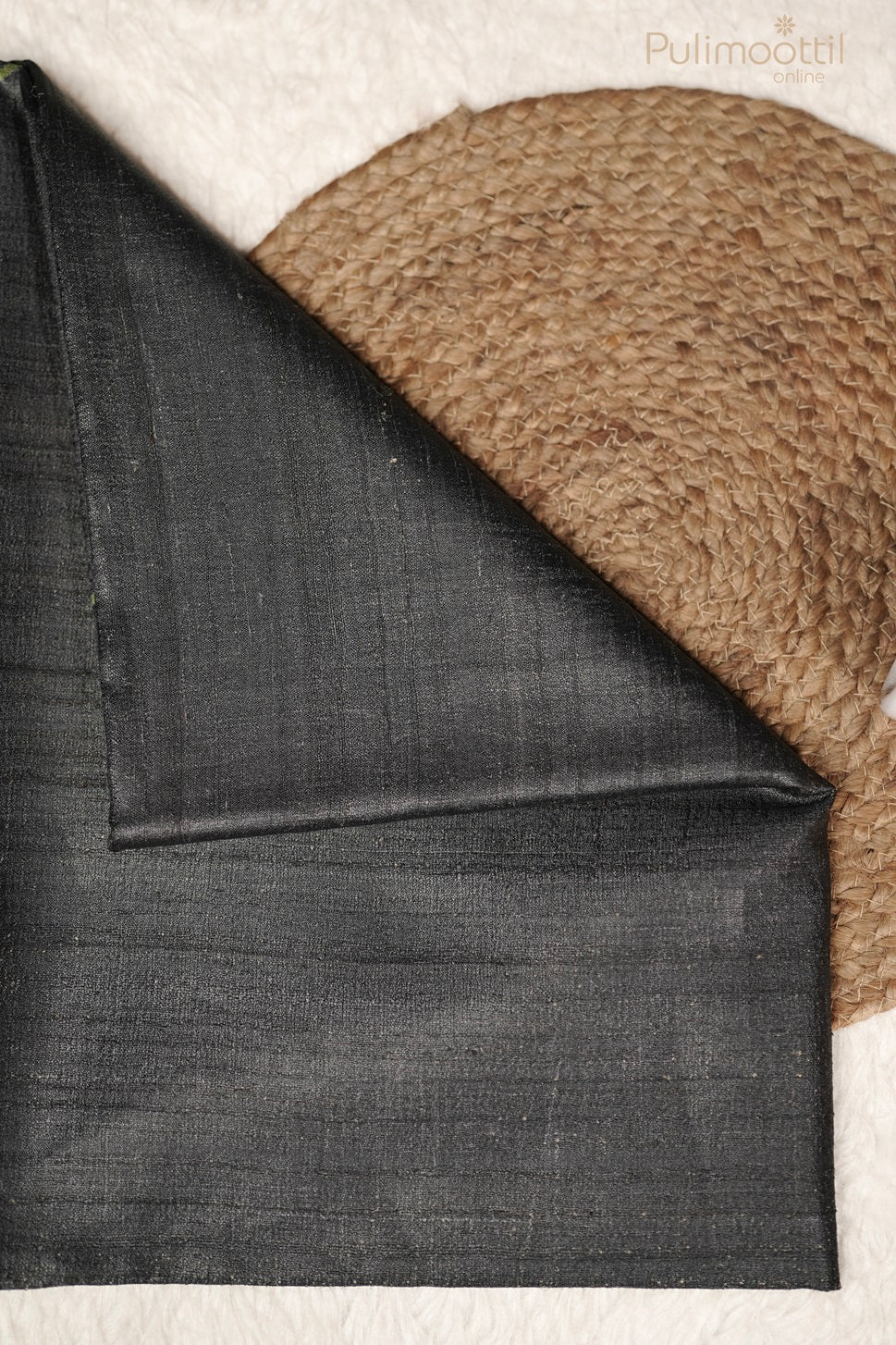 Black Colour Printed Jute Silk Saree