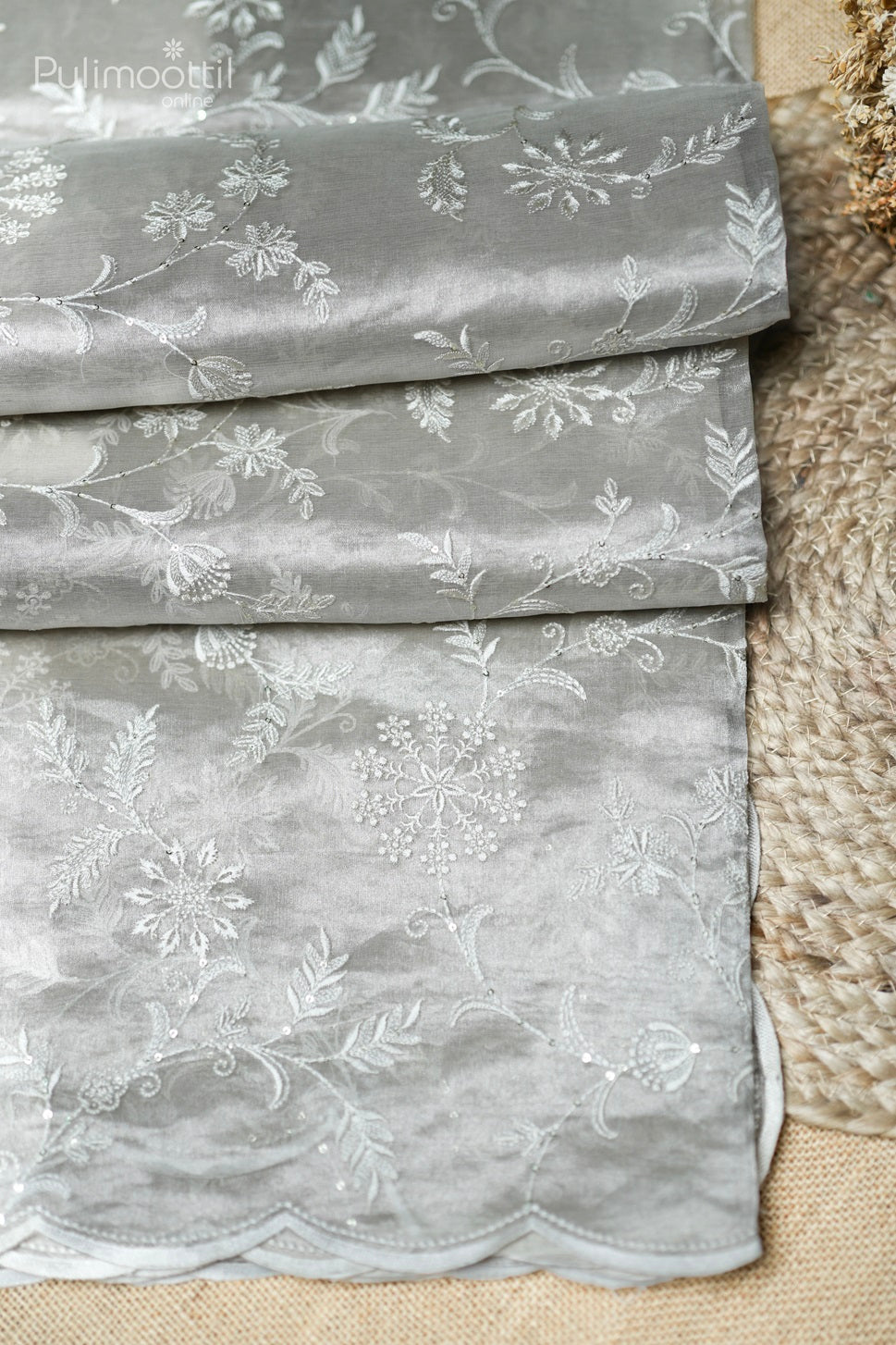 Ivory Colour Tissue Organza Fancy Saree