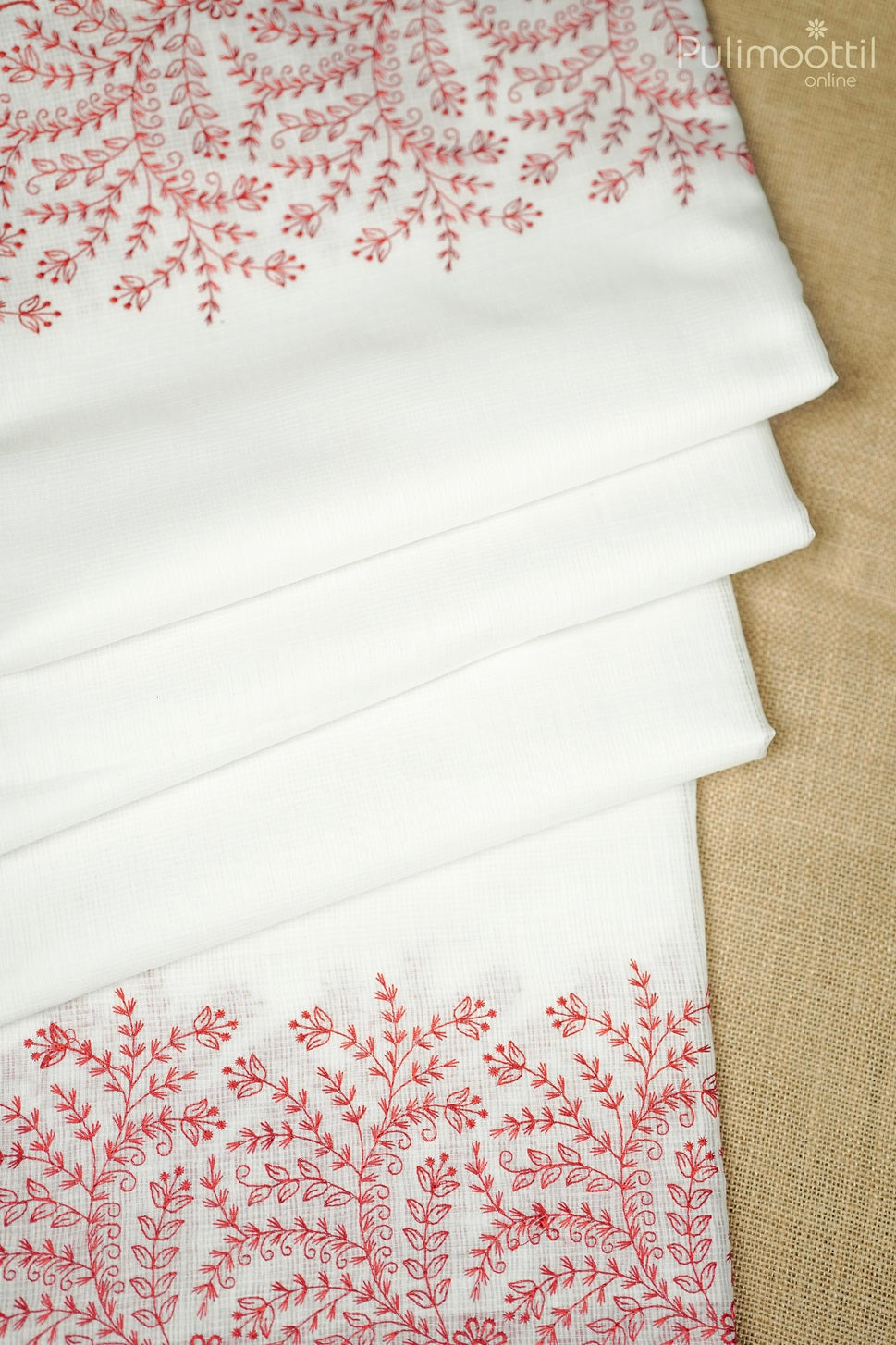 White Colour Nett Cotta Fancy Saree