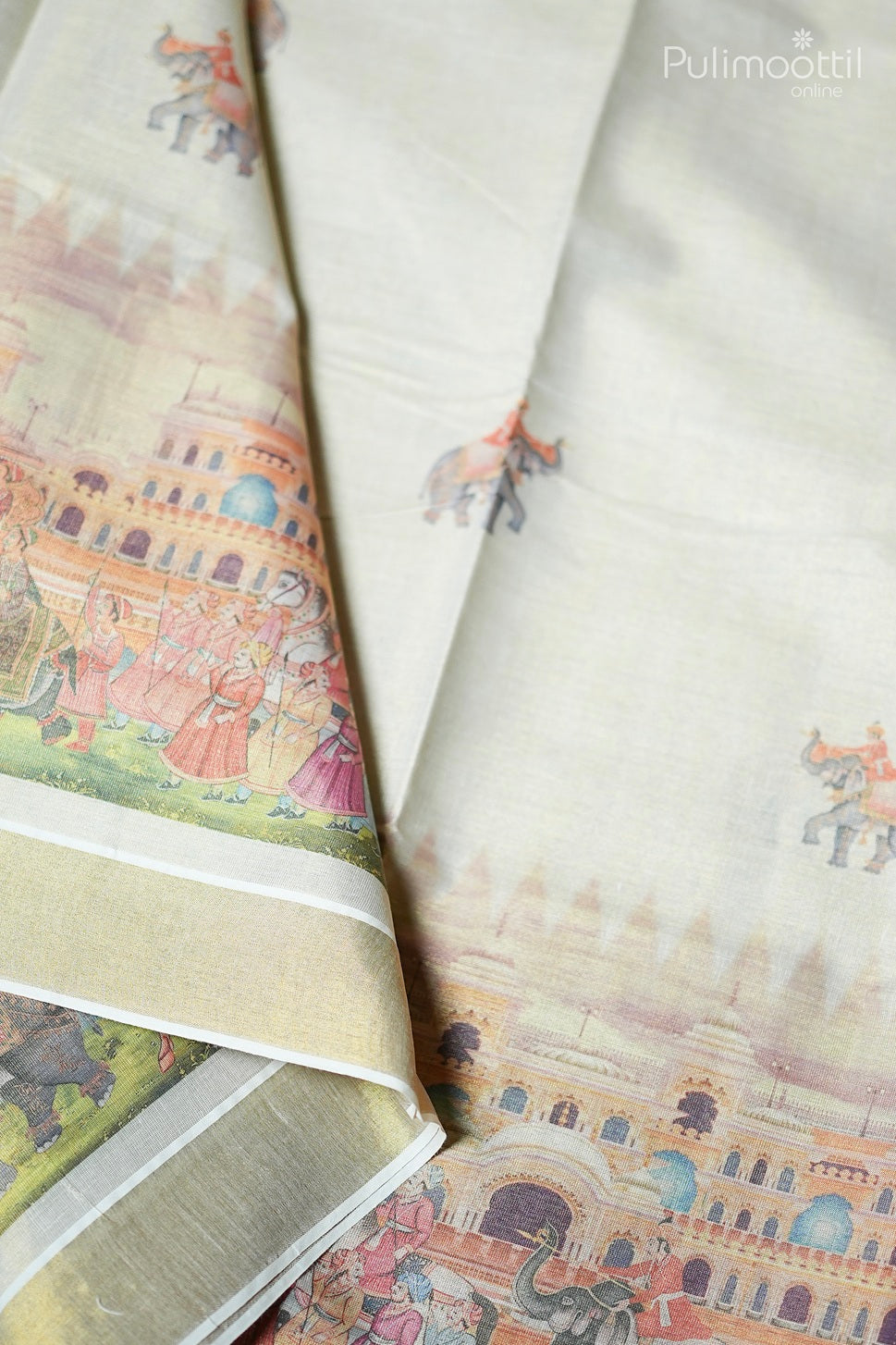 Kerala Traditional Golden Tissue Saree