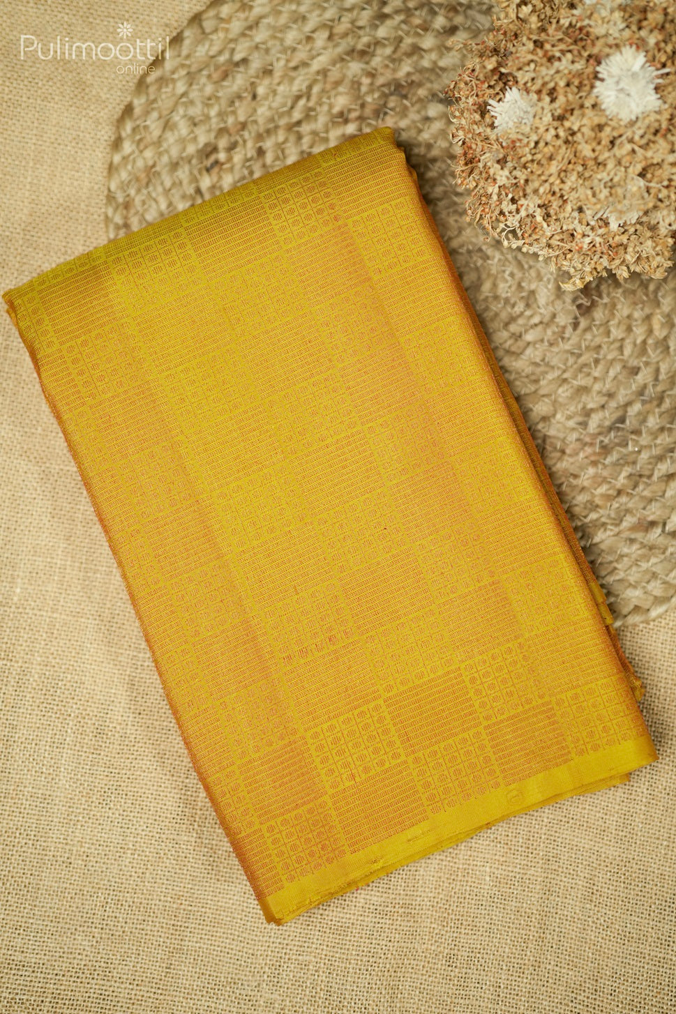 Mustard Yellow Colour Kanchipuram Designer Saree