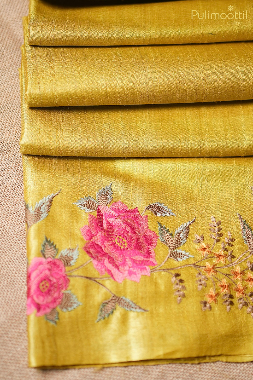 Olive Yellow Colour Tussar Silk saree