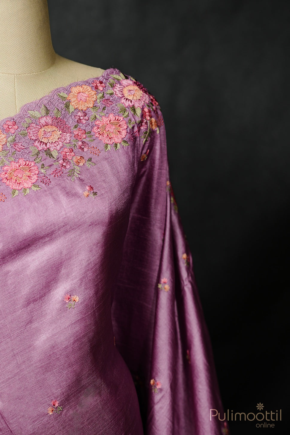 Onion Shade Tussar Silk Saree.