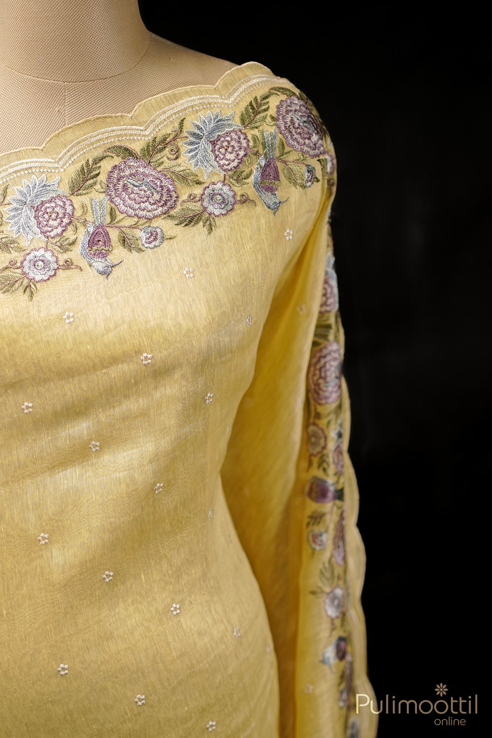 Pastel Yellow Colour Chandheri SIlk Saree.