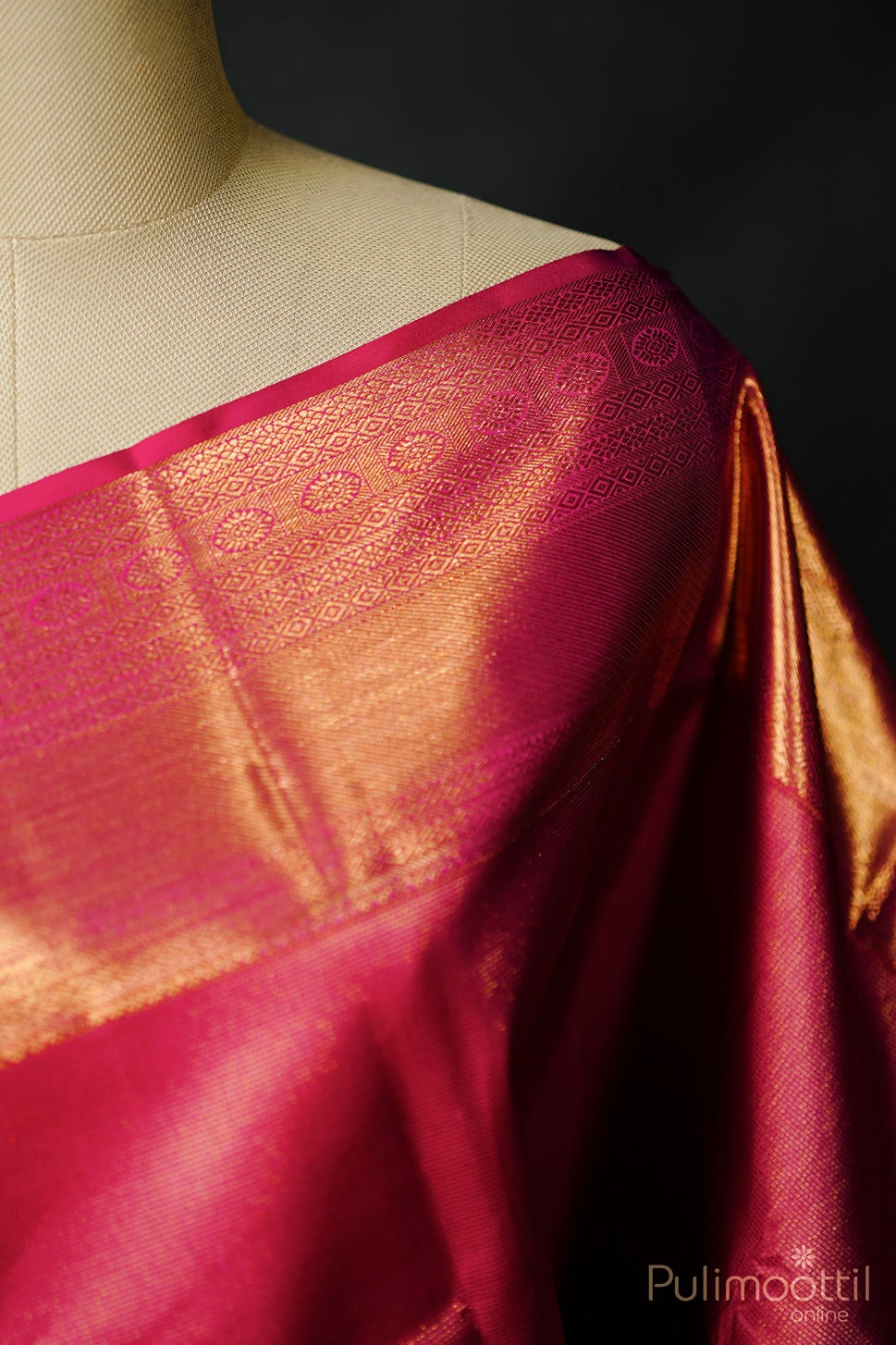 Rani Pink Kanchipuram Brocade Wedding Saree.