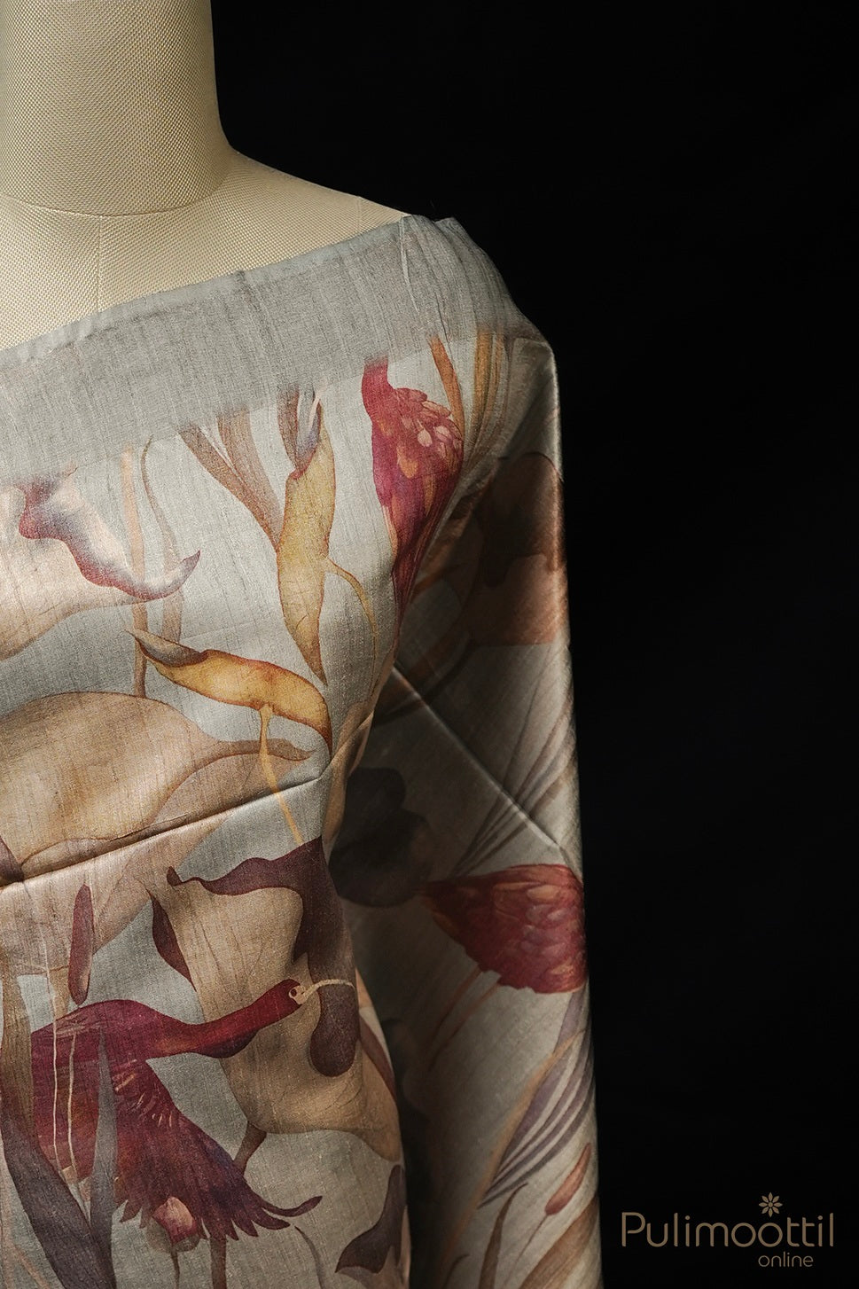 Grey Colour Jute Silk Saree.