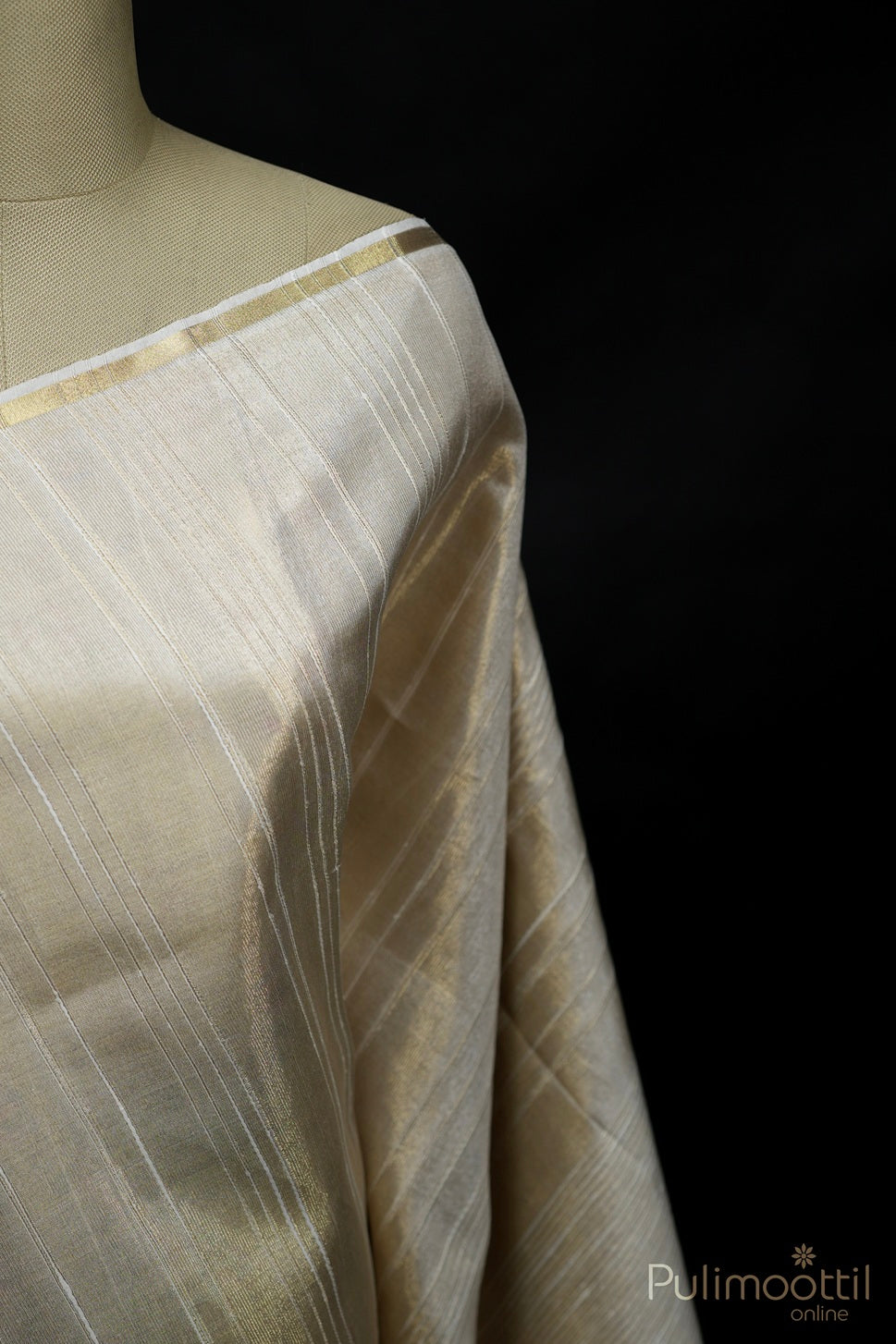 Golden Jute Silk Fancy Saree.