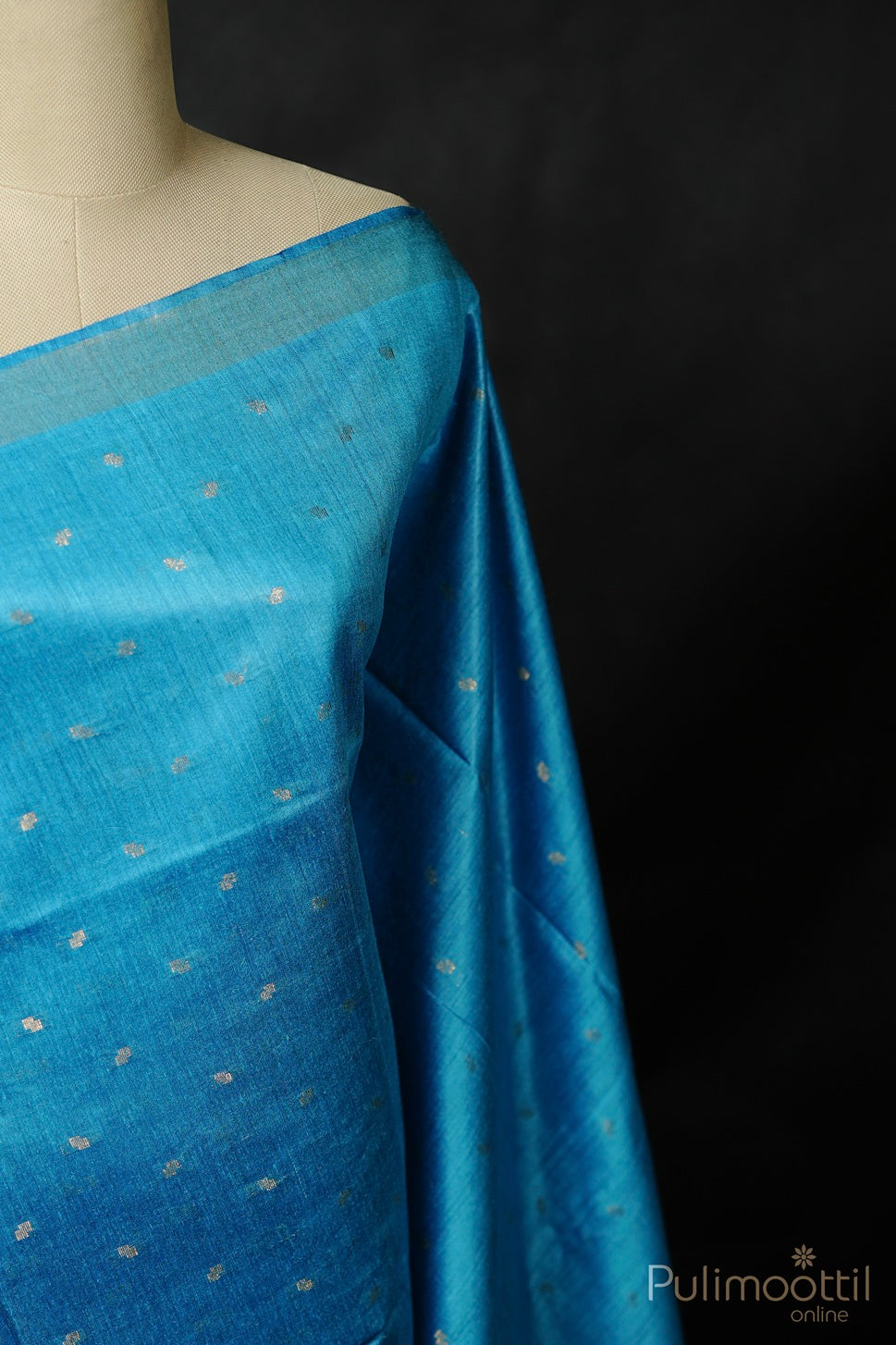 Sky Blue Colour Tussar Silk Saree.