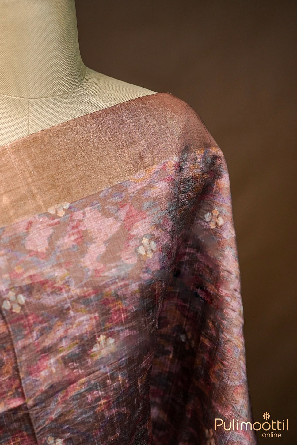 Chickoo Shade Jute Silk Saree.