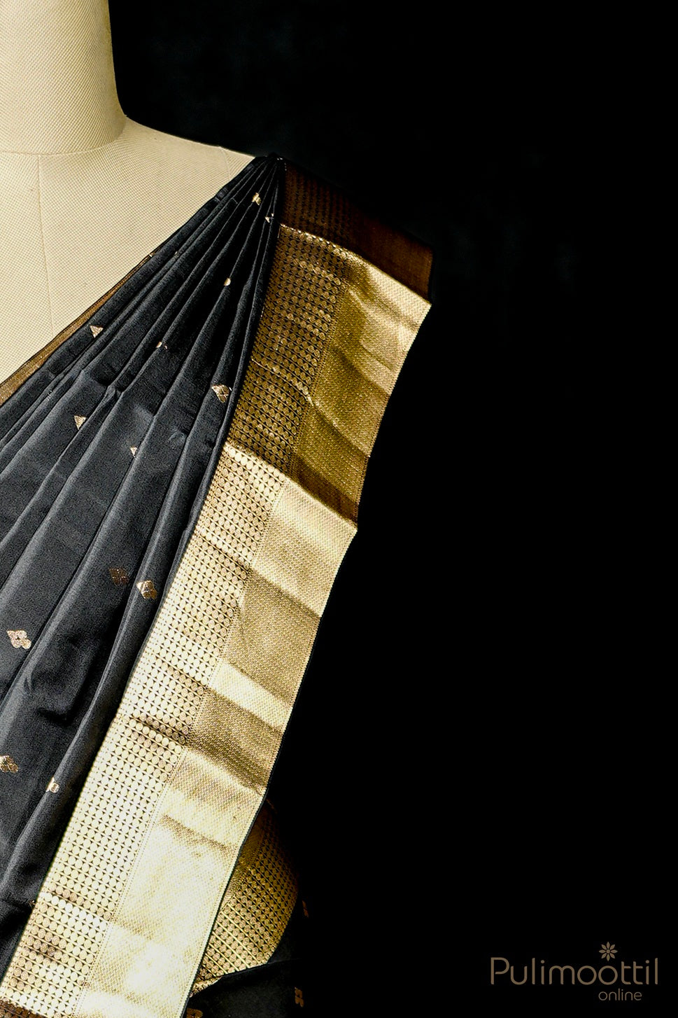 Black Colour Kanchipuram soft silk Saree.