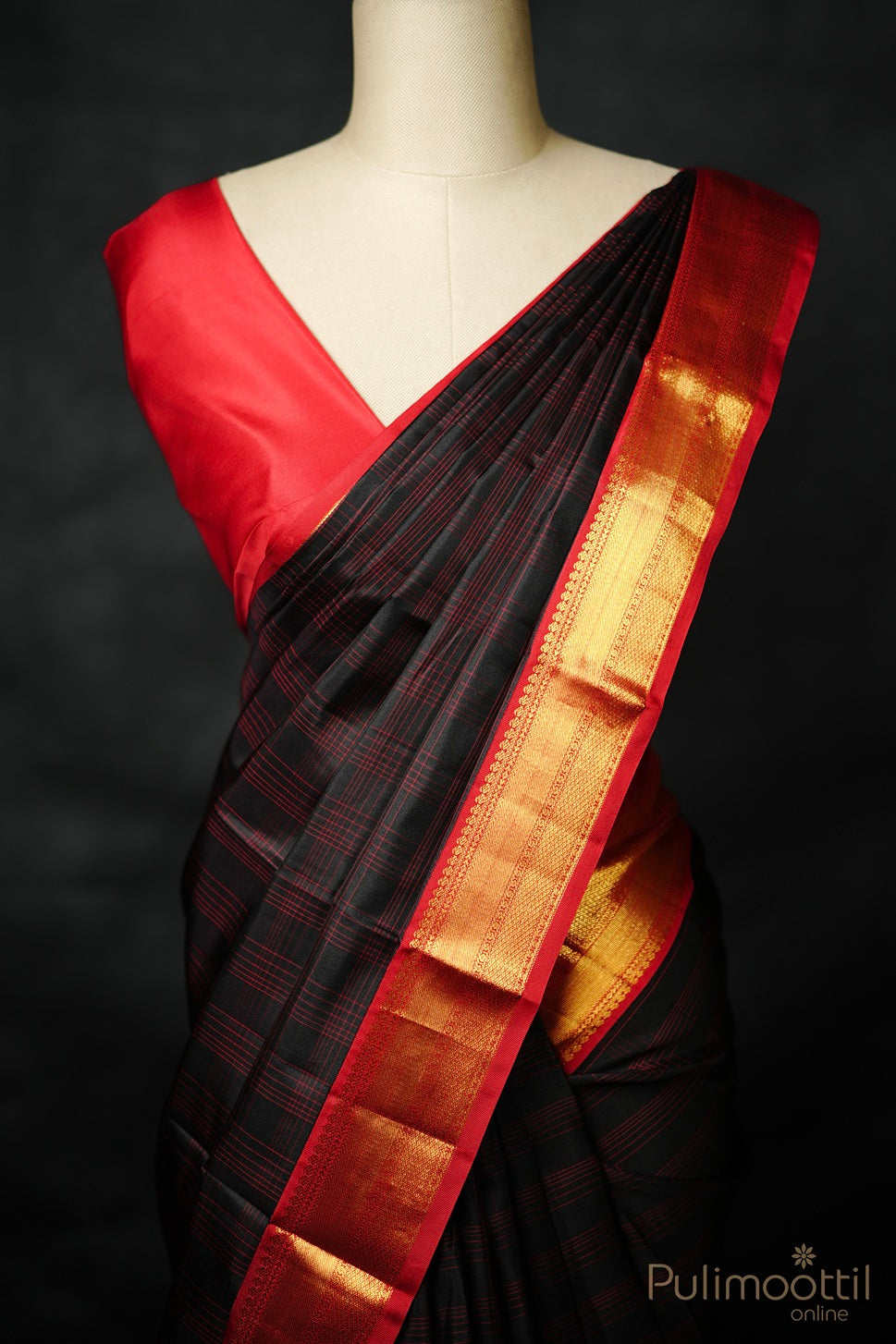 Black Colour Kanchipuram soft silk Saree.