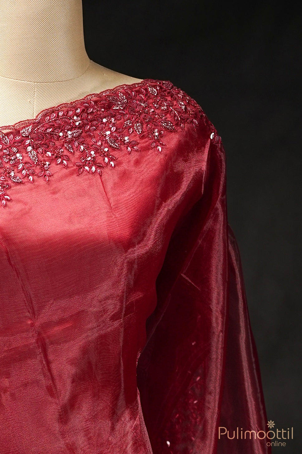 Maroon Colour Orgenza Silk Fancy Saree.