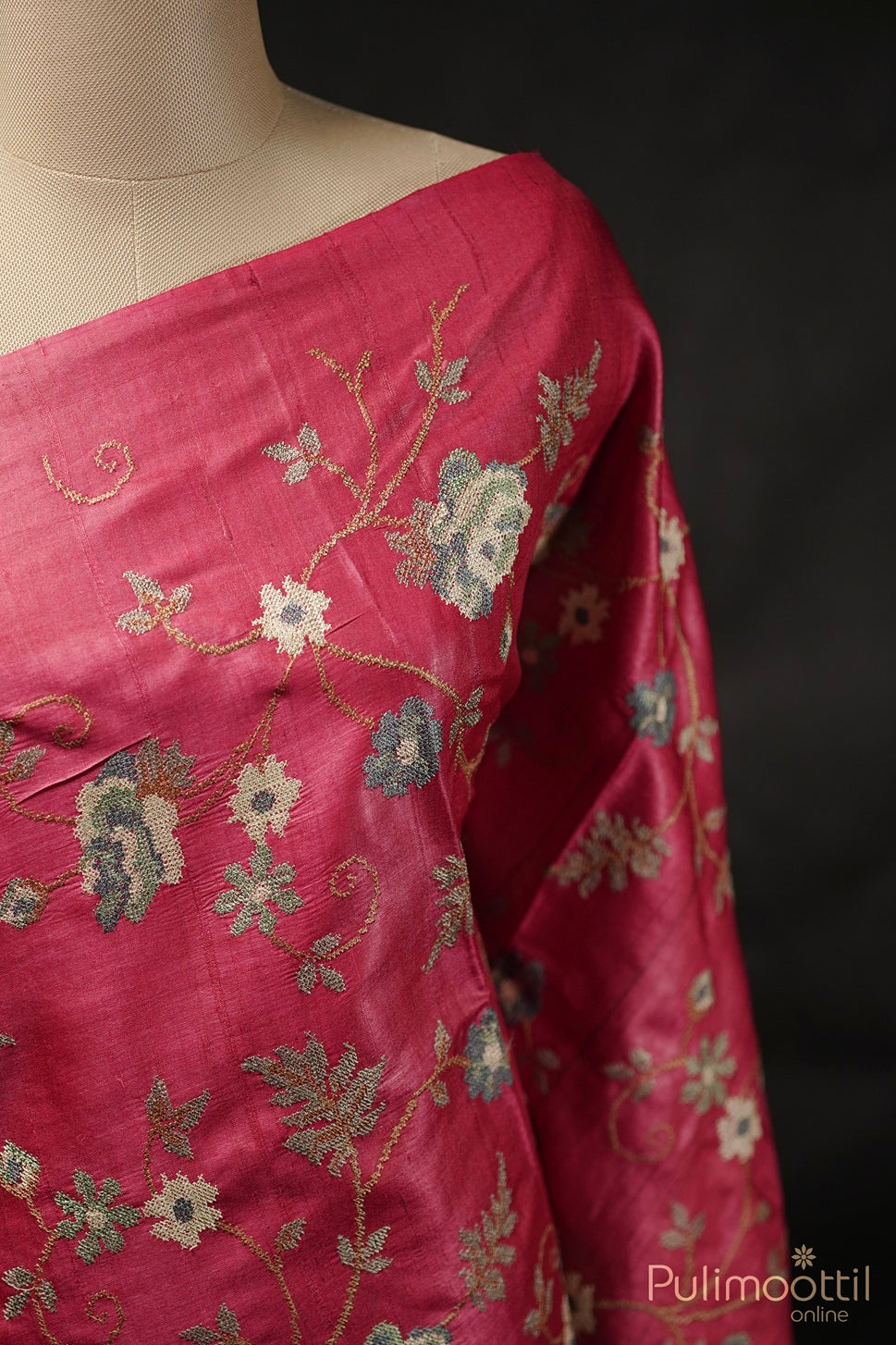 Pink Colour Tussar Silk Saree.