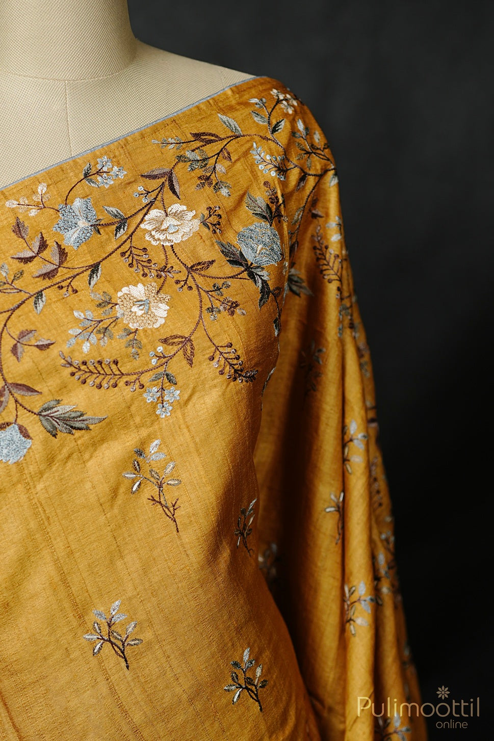 Mustard Yellow Jute Silk Saree.