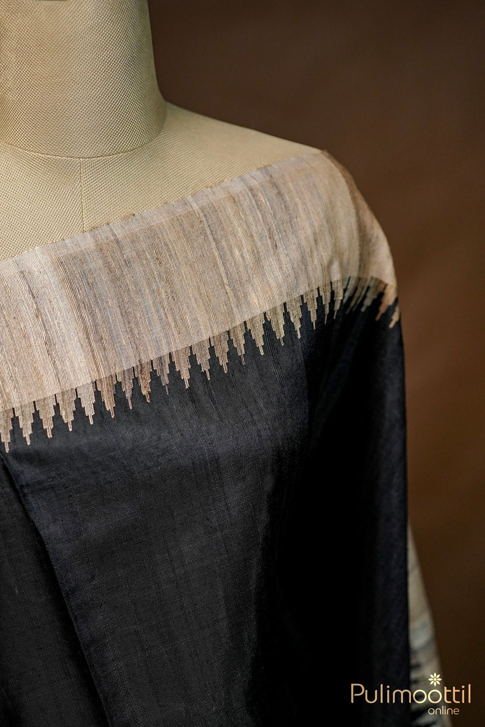 Black Colour Jute Silk Saree.