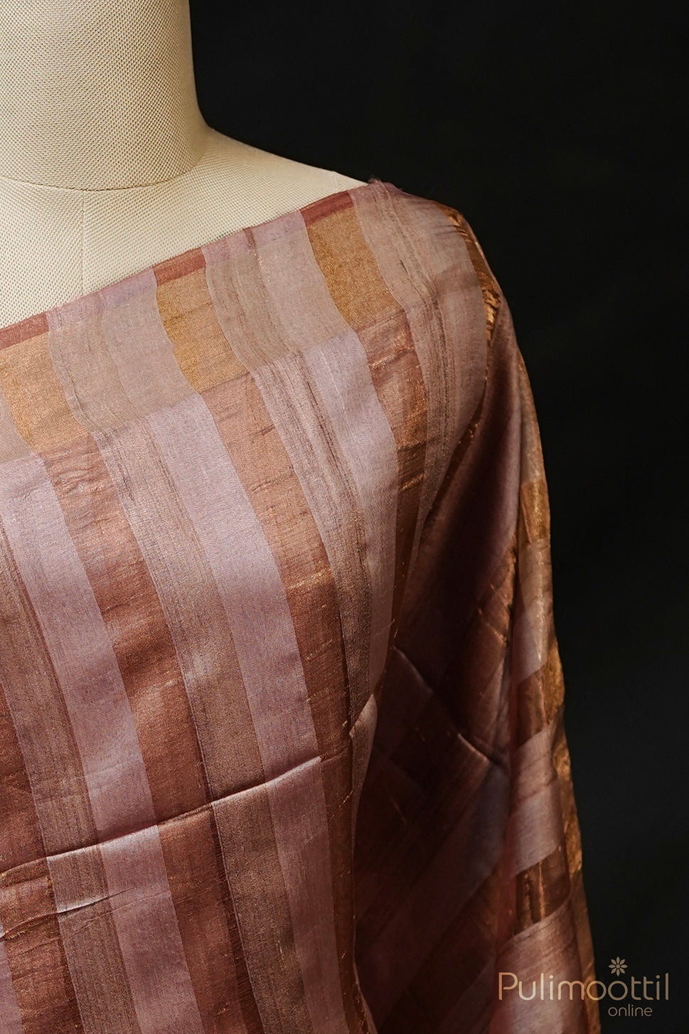 Pastel Onion Colour Tussar Silk Saree.