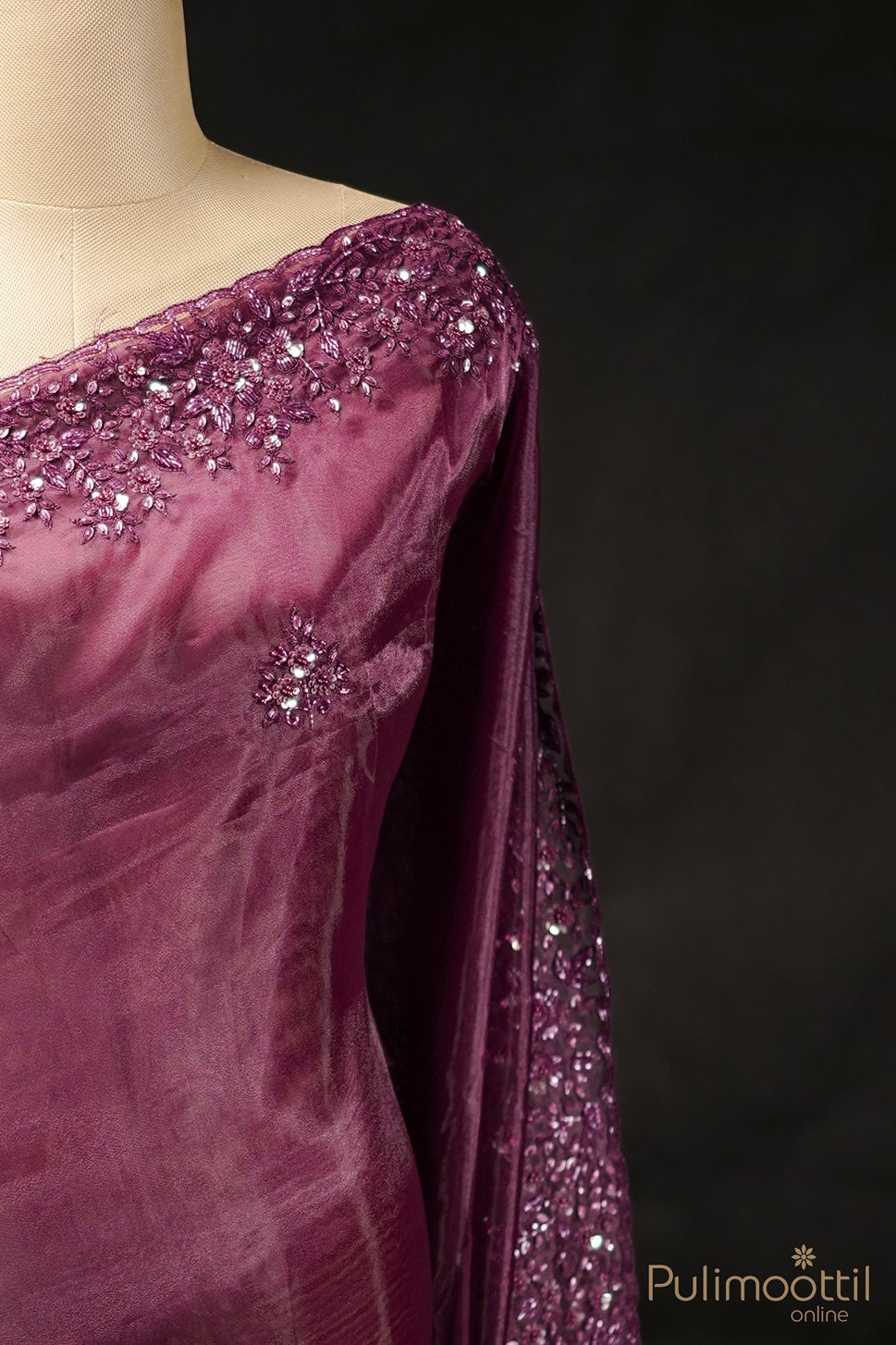 Purple Colour Orgenza Fancy Saree.