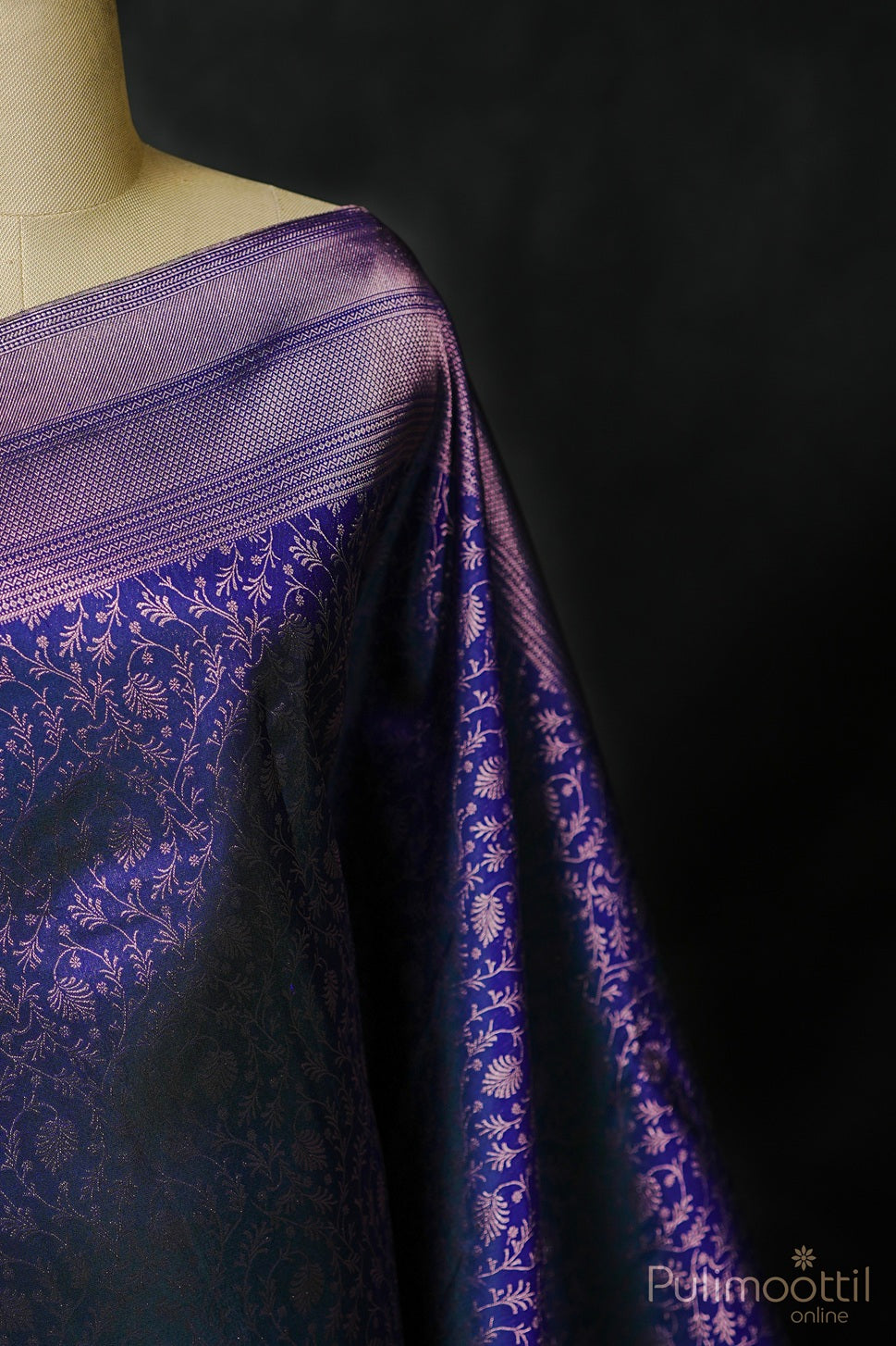 Blue Colour Kanchipuram Brocade Wedding Saree.