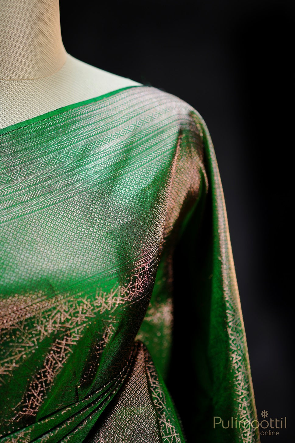 Indian Green Colour Pure Kanchipuram Silk Saree.