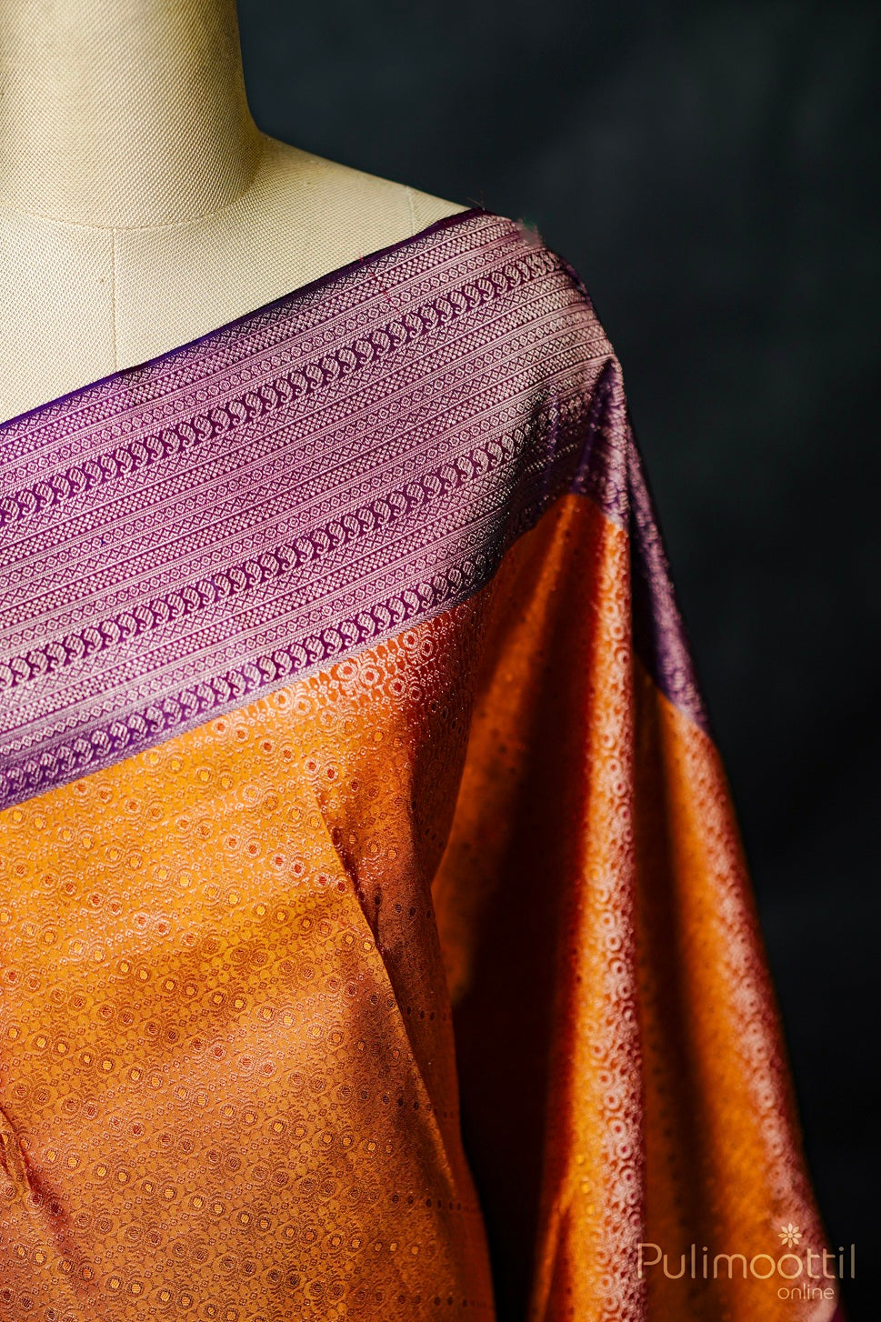 Golden Yellow Kanchipuram Brocade Wedding Saree.