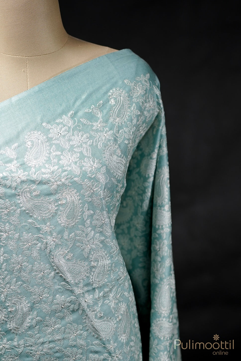 Pastel Blue Colour Tussar Silk Saree.