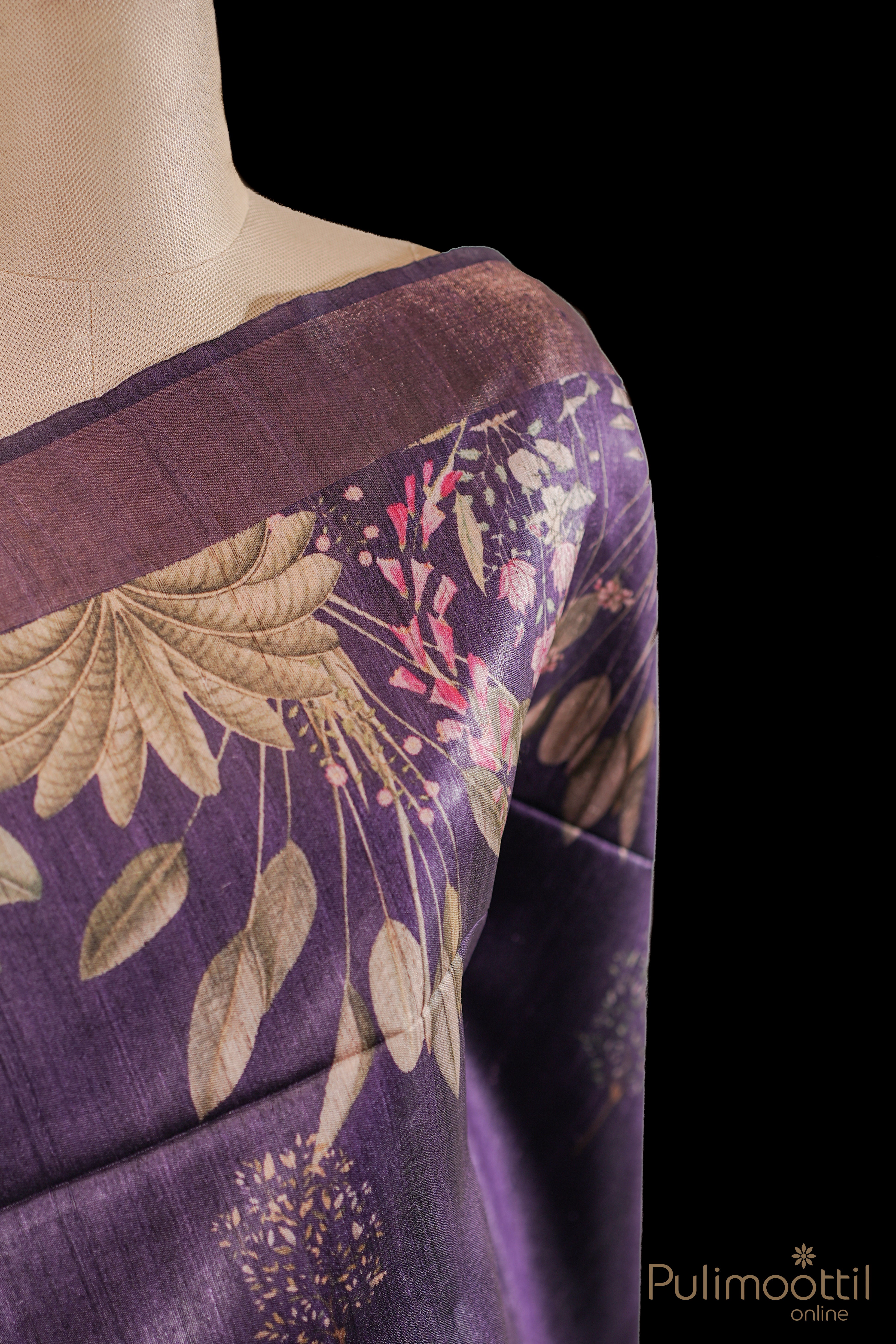 Violet Colour Tussar Silk Saree.