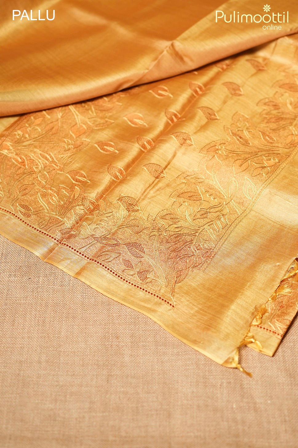Golden yellow color Tussar silk saree