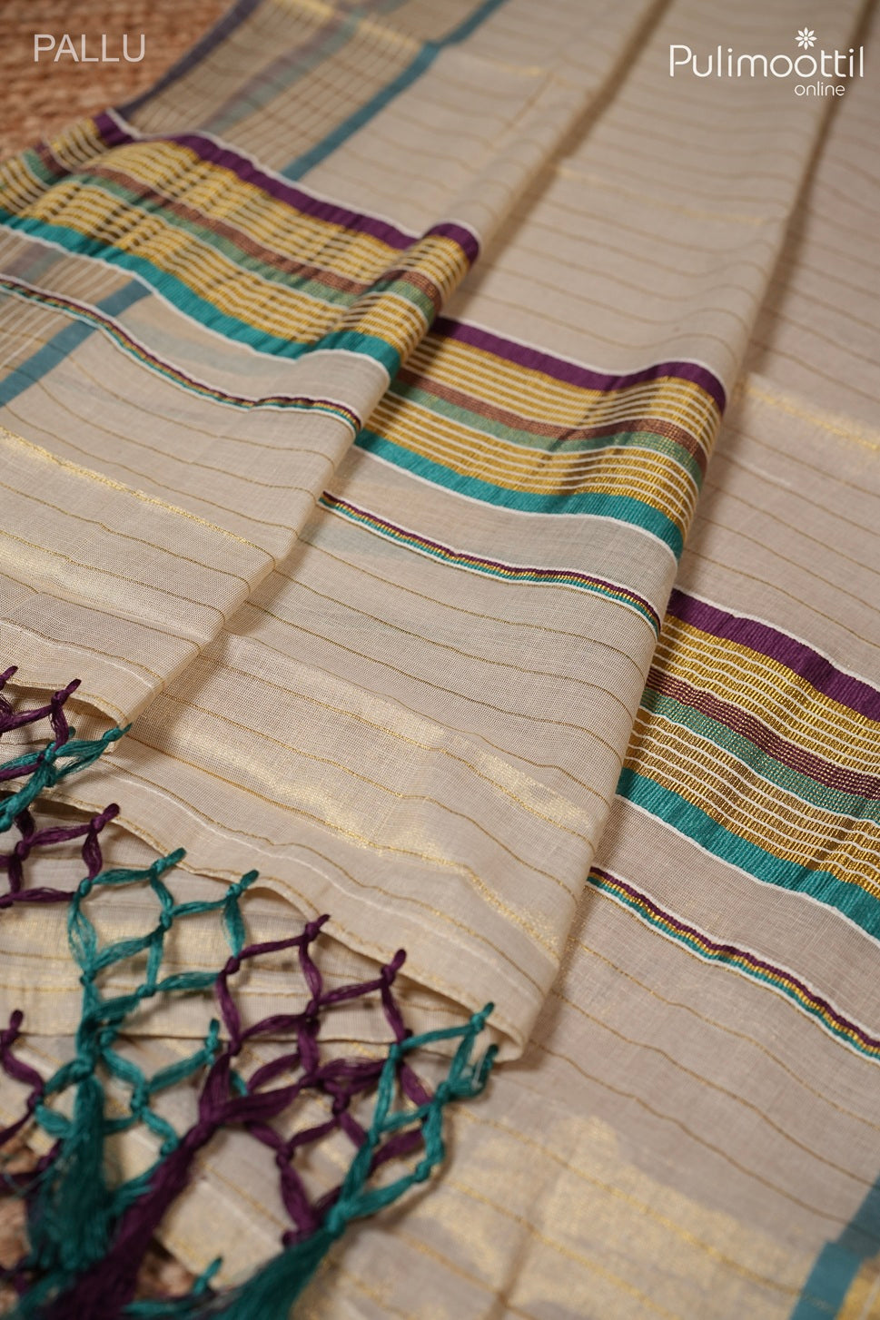 Kerala traditional golden tissue set saree