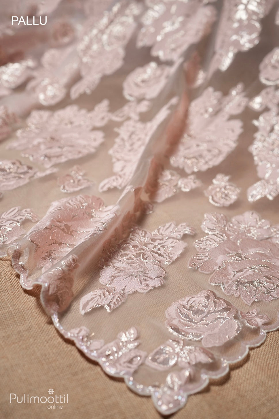 Light peach color Turkish organza fancy saree
