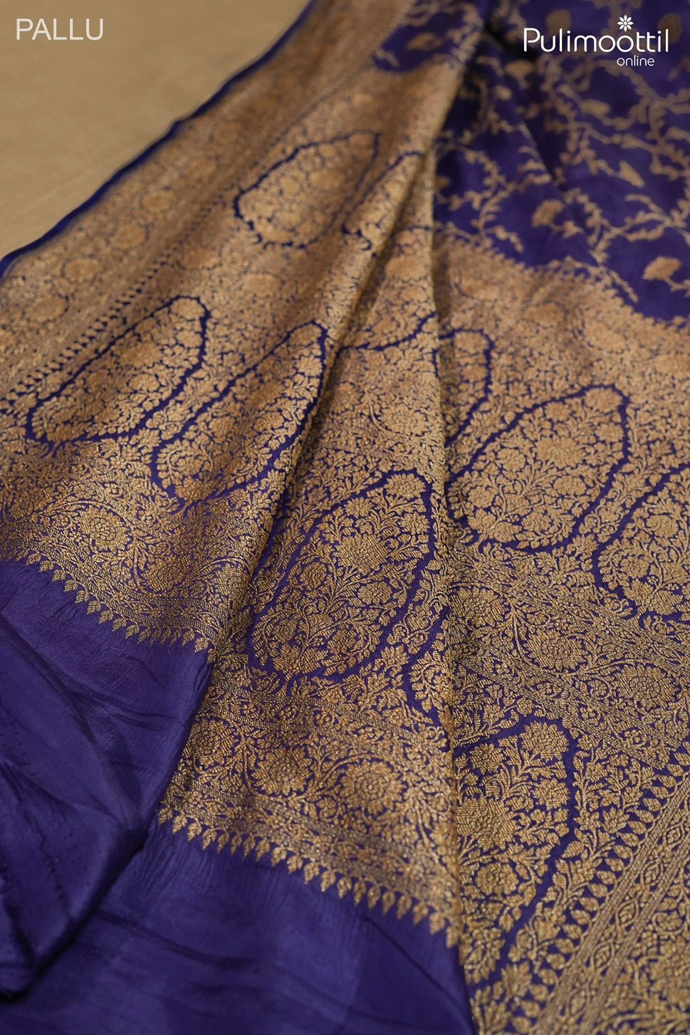 Deep indigo color Banarasi saree