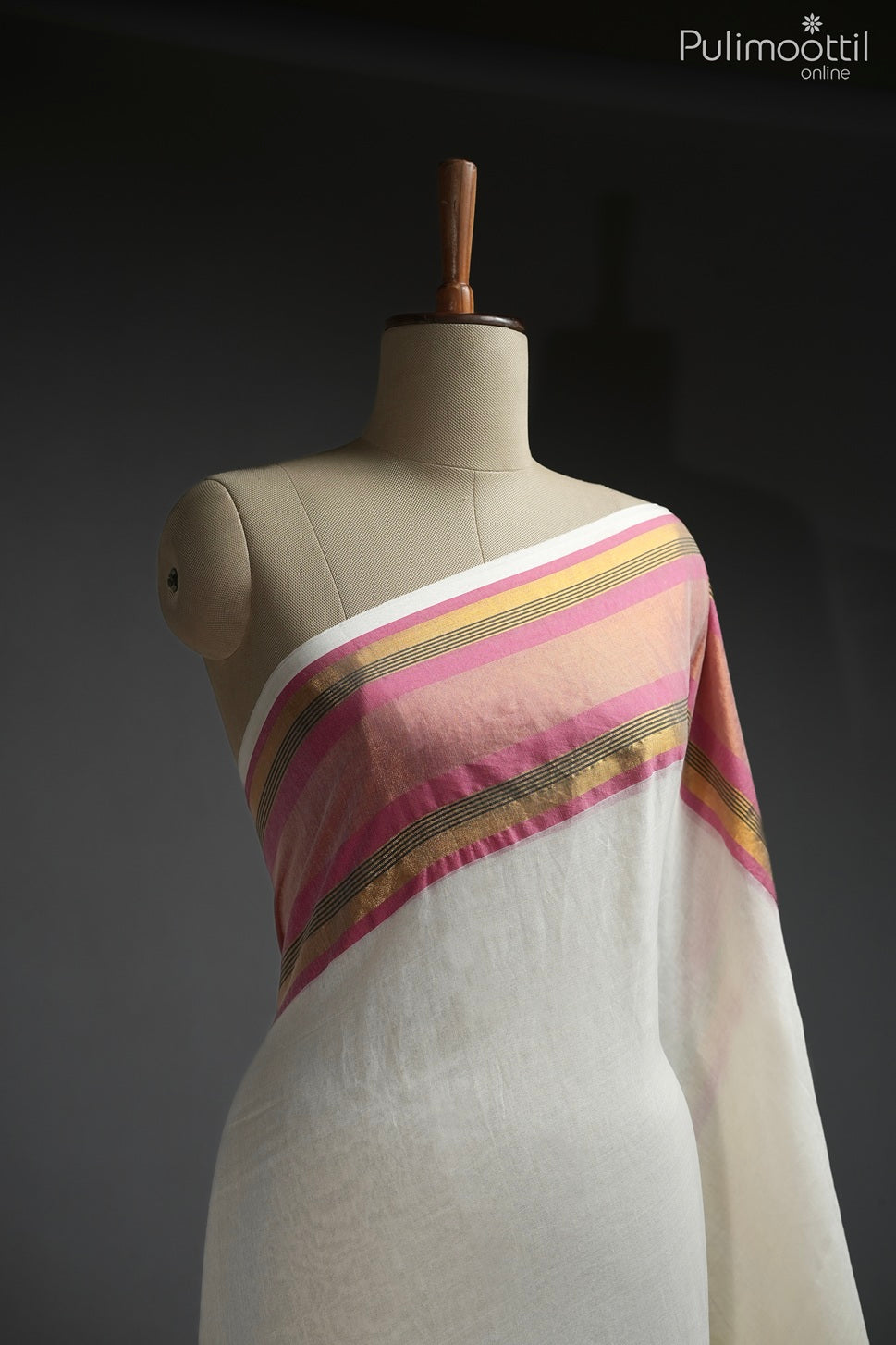 Off-white color Mul Cotton saree