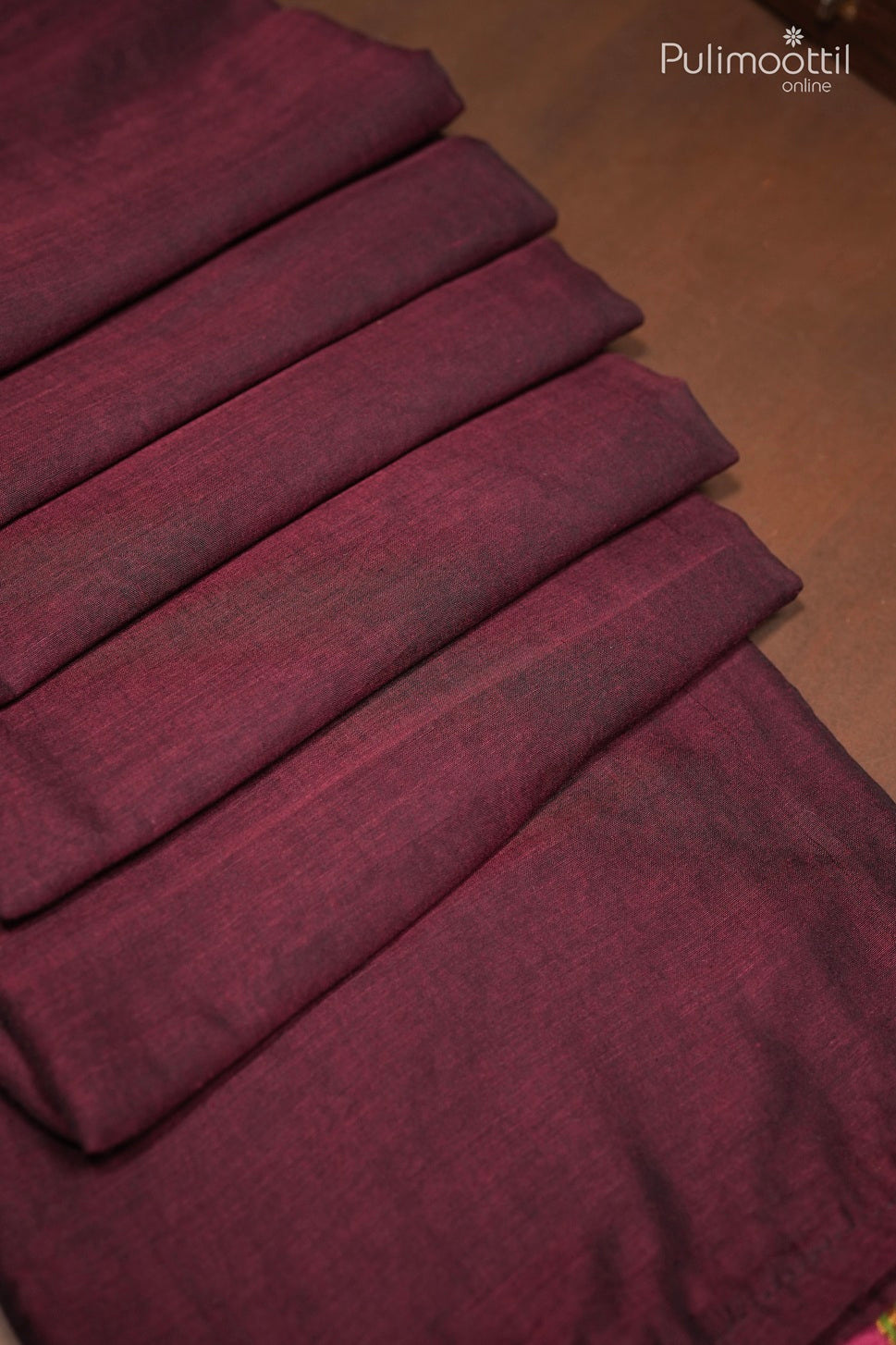 Maroon colour Mull Cotton saree