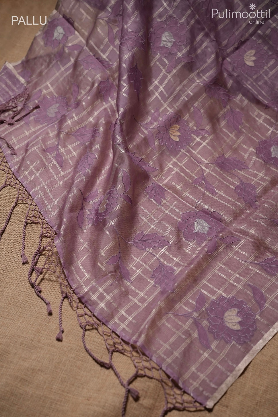 Lavender color organza saree