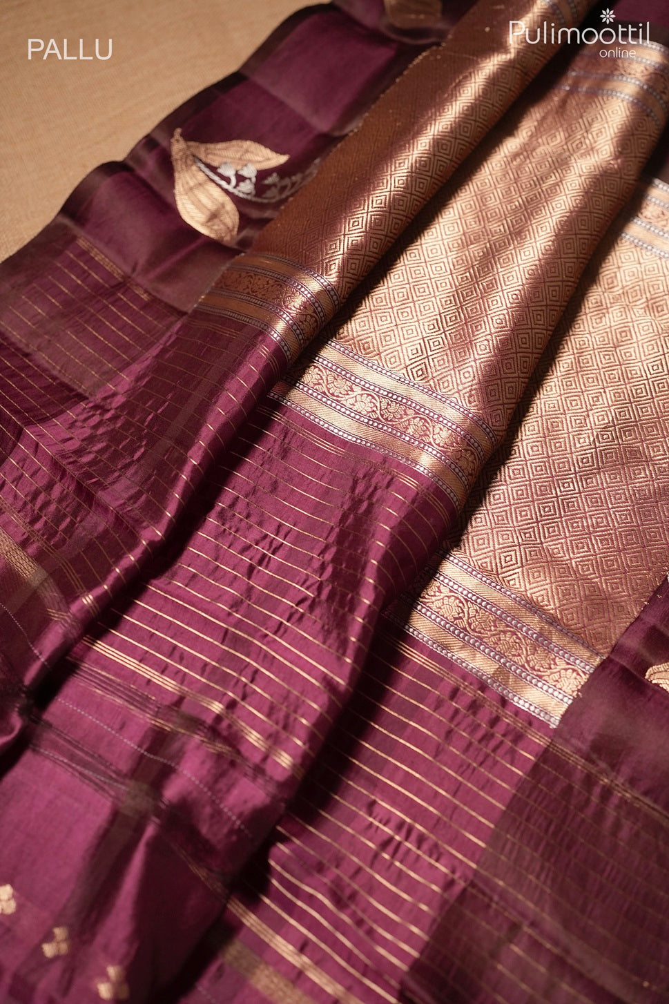 Wine red color Mango silk saree