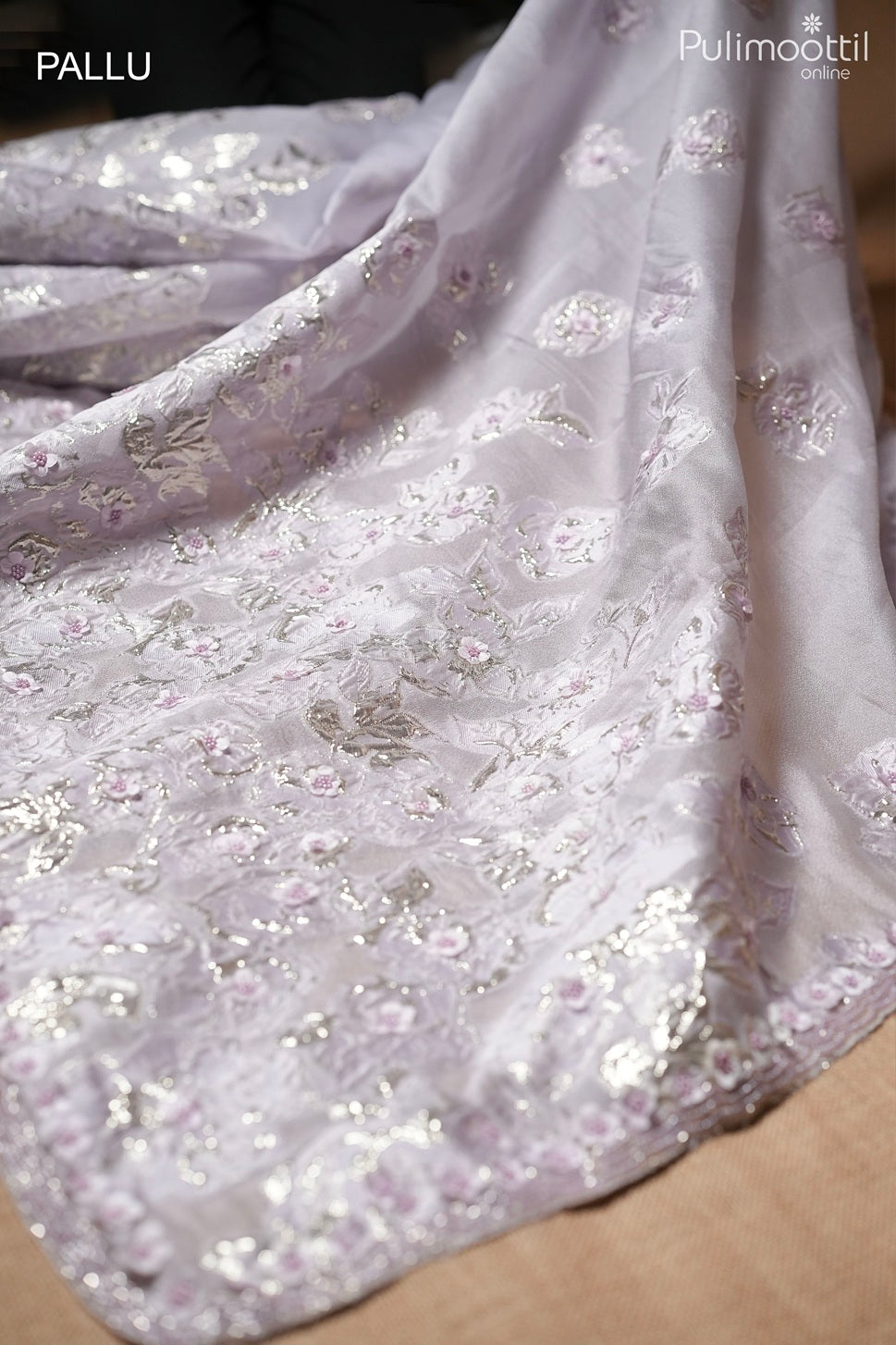 Lavender color Turkish organza fancy saree