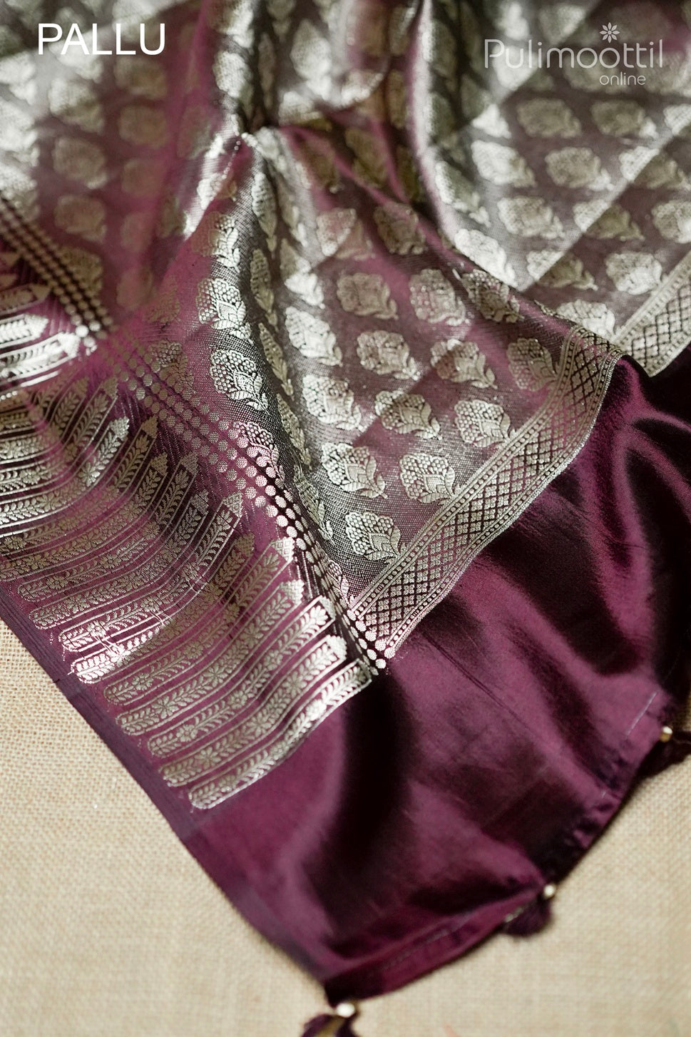 Dark maroon color mango silk saree