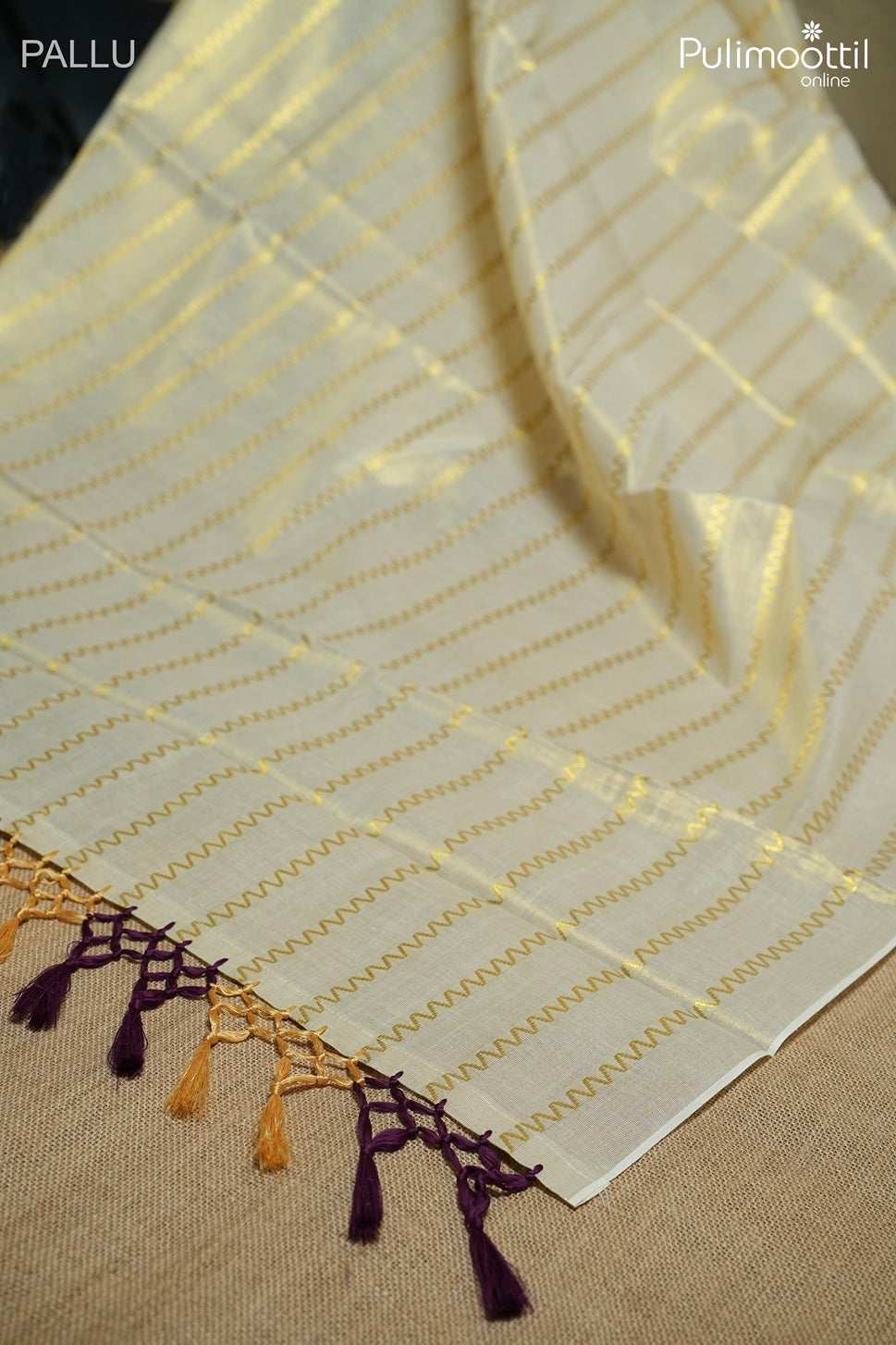 Kerala traditional golden tissue set saree