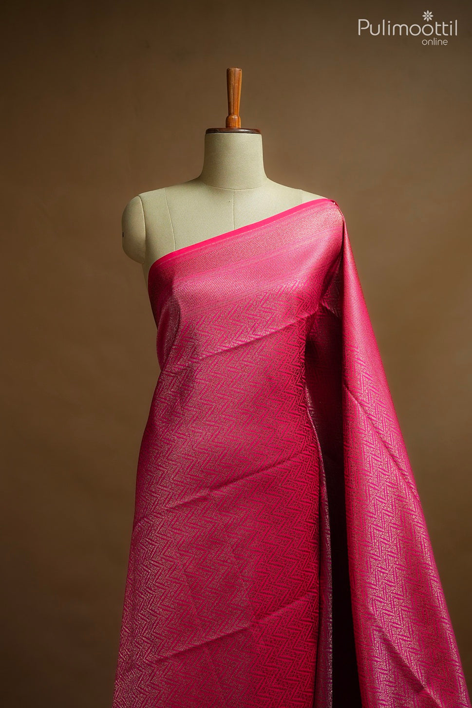 Rani pink color Banarasi saree