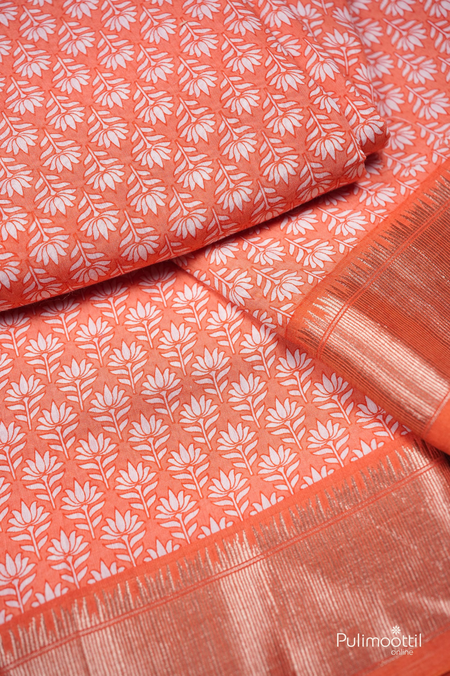 Orange color Chanderi silk saree.