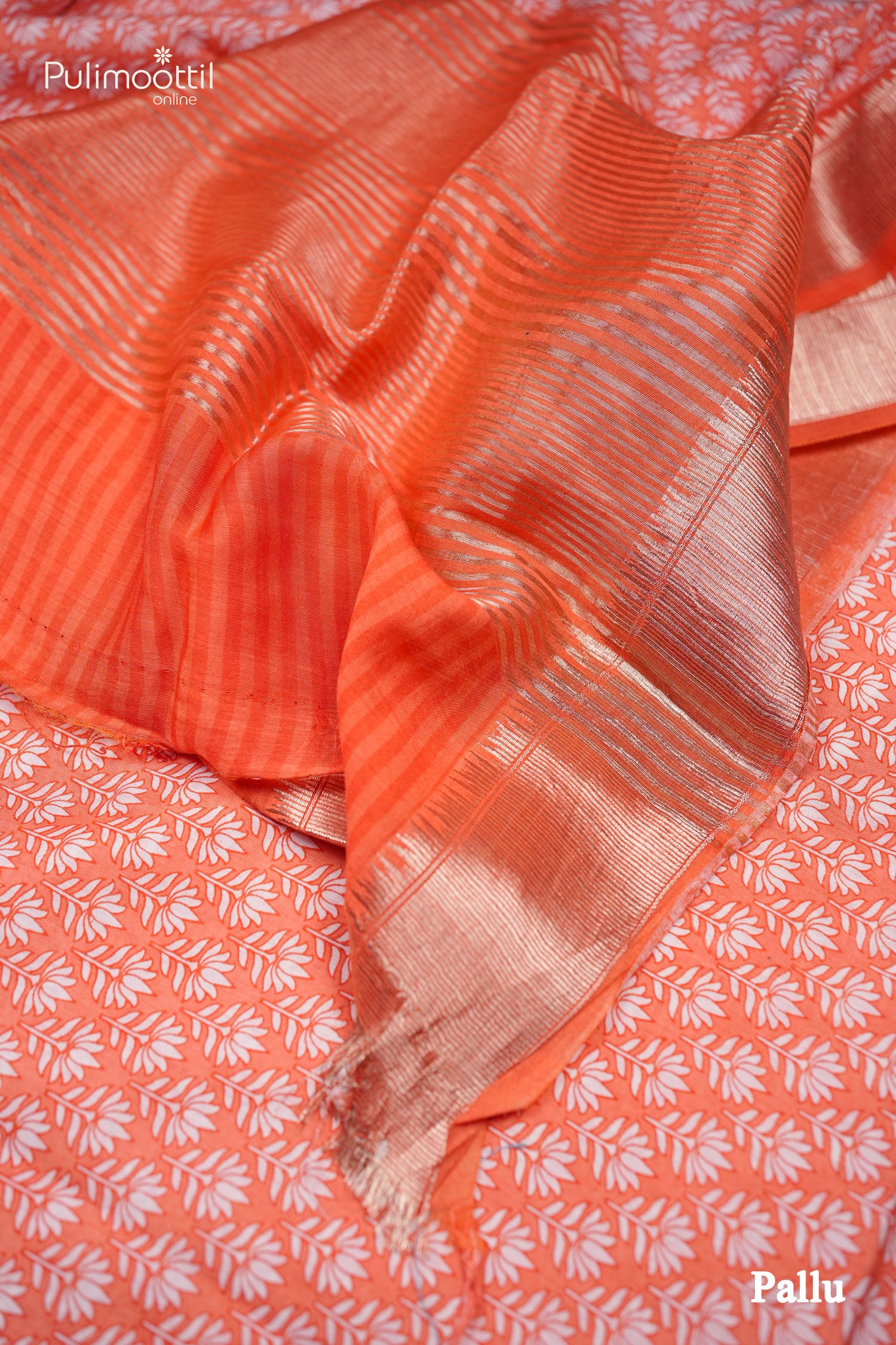 Orange color Chanderi silk saree.