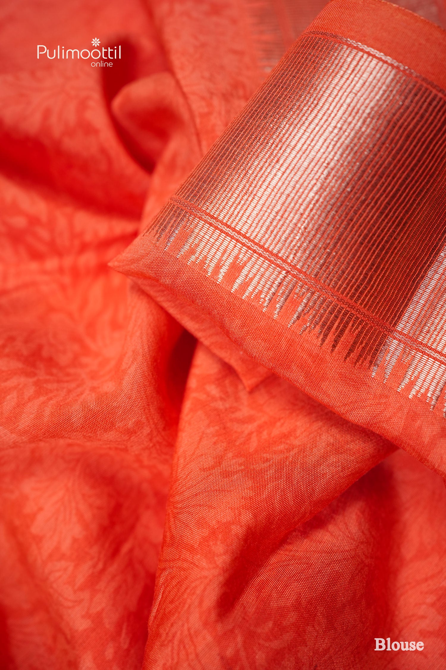 Orange color Chanderi silk saree.