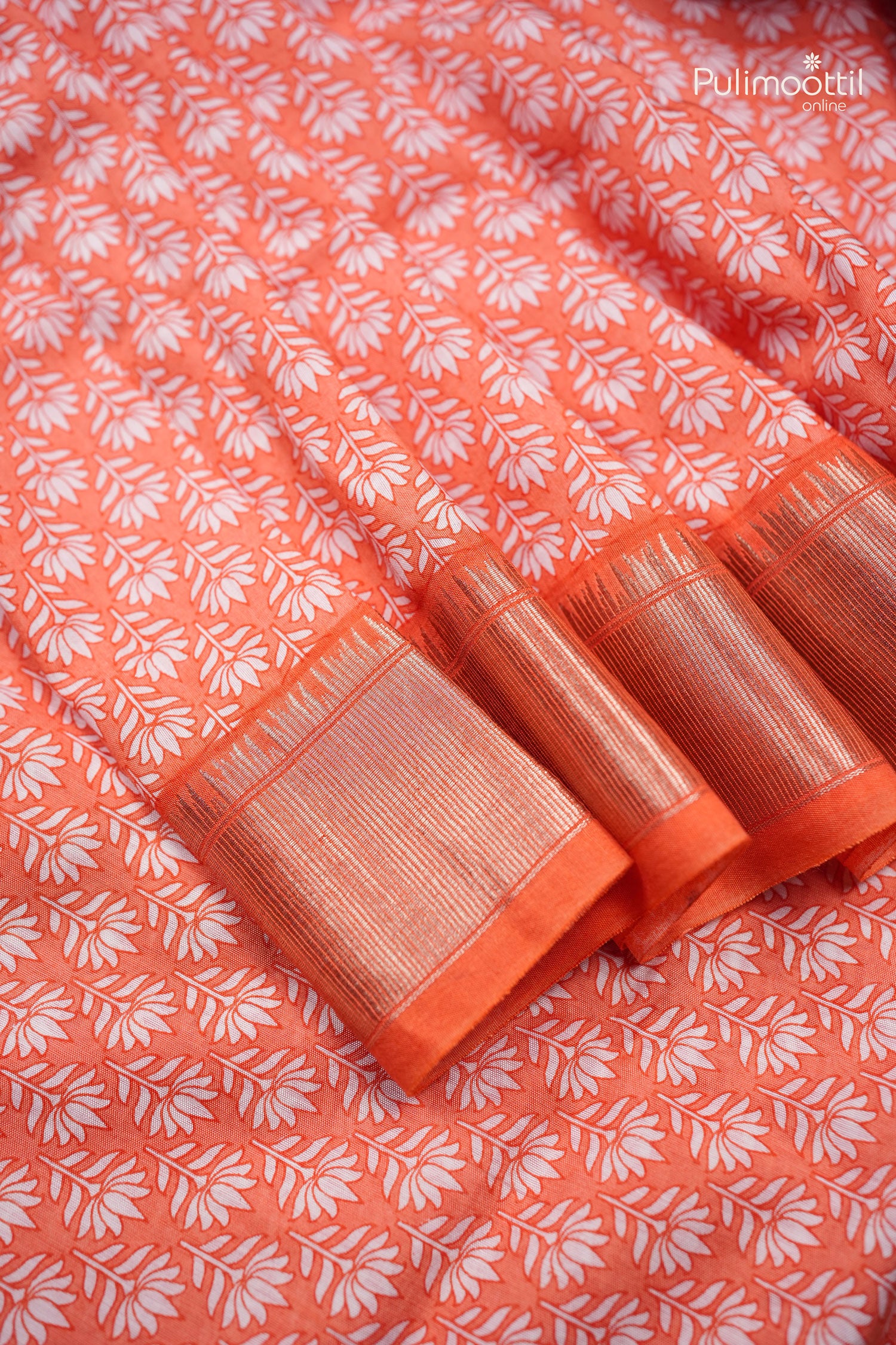 Orange color Chanderi silk saree.