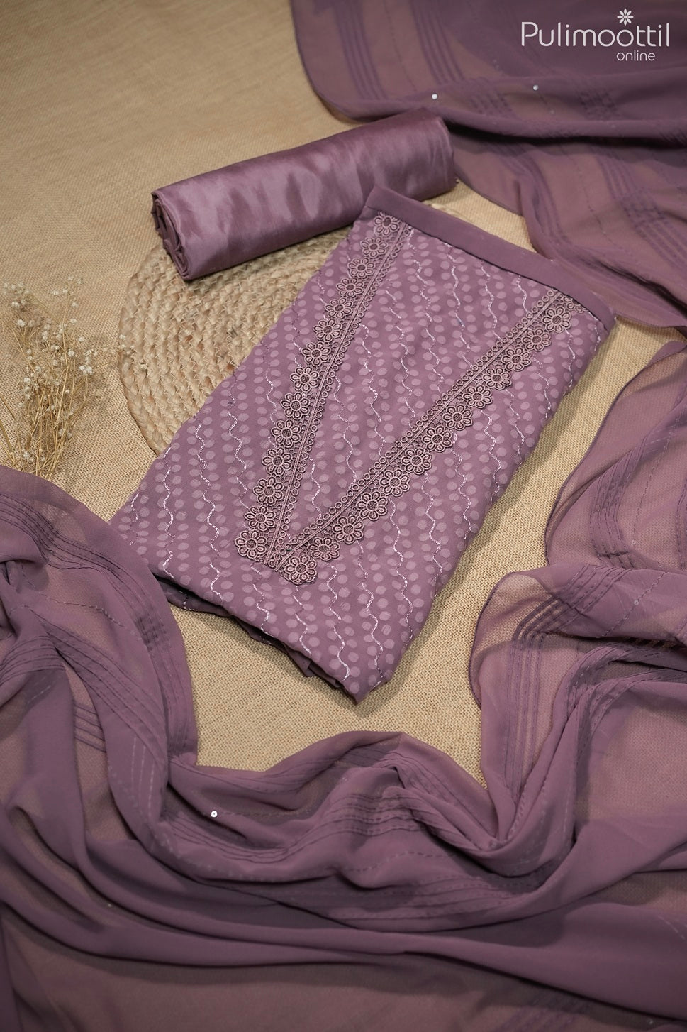 MAUVE GREY GEORGETTE UNSTITCHED SALWAR SET