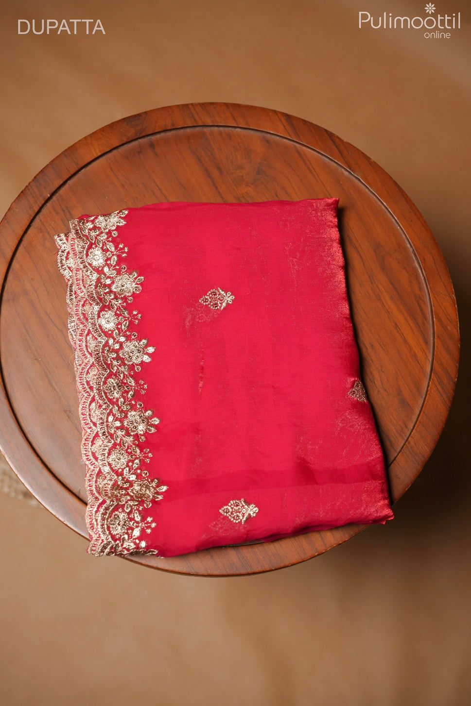 Chilli Red Velvet Organza Unstitched Salwar Set