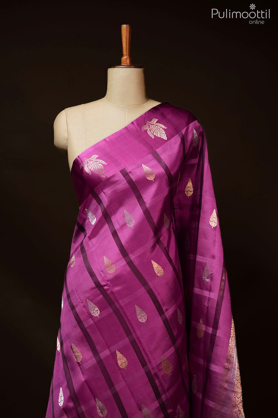 Magenta color Mango silk saree