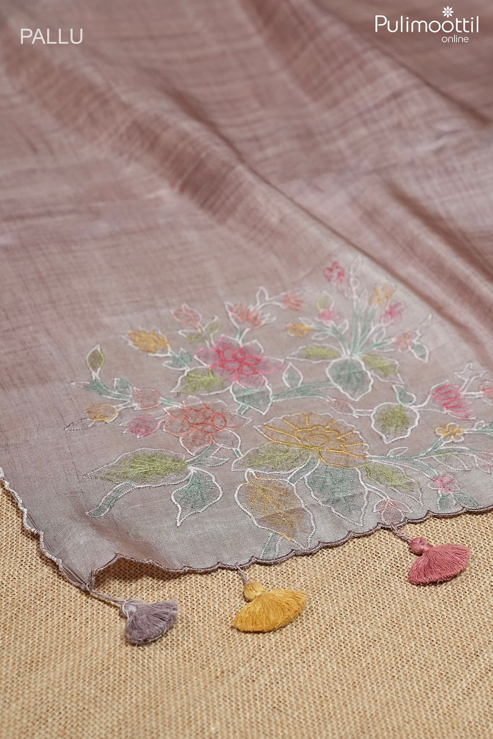 Faded lavender color Tussar silk saree