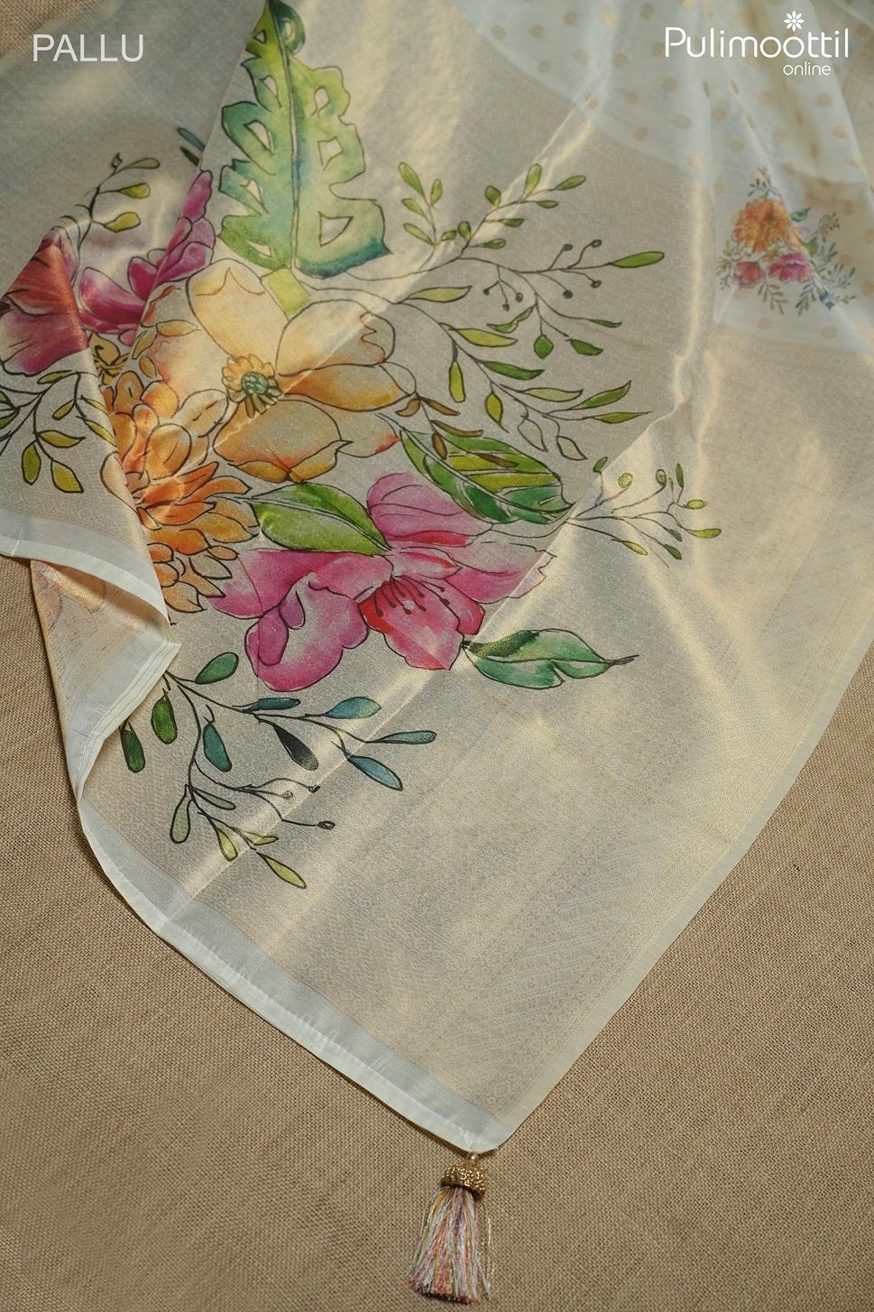 Off white color traditional fancy saree