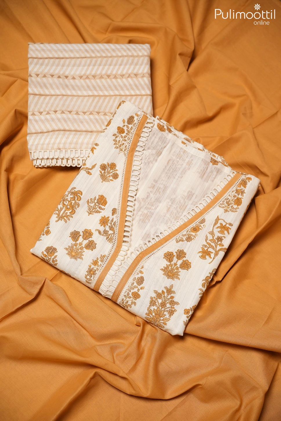 Off White Cotton Unstitched Salwar Set